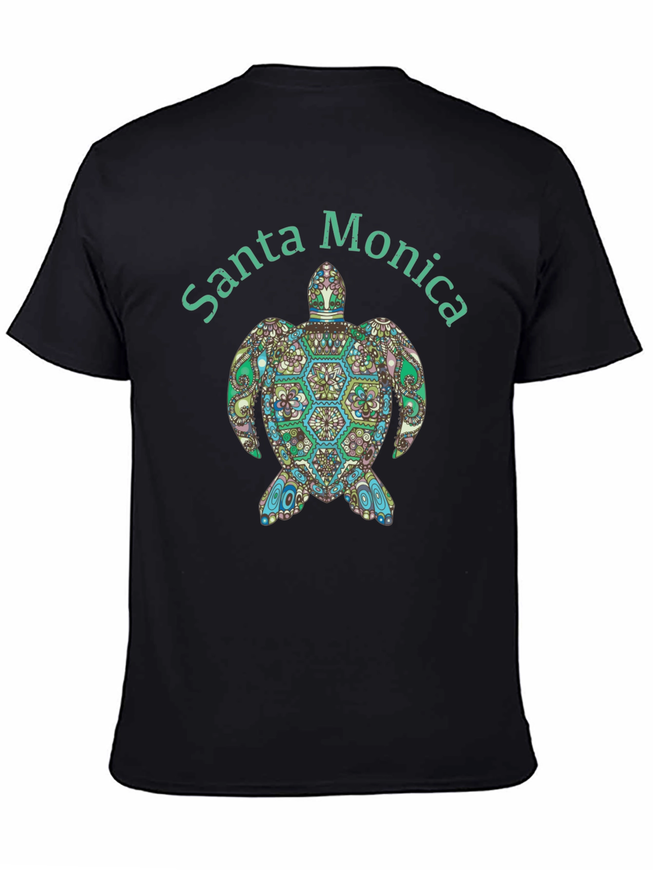Black Santa Monica Turtle Graphic Tee - Black view 4
