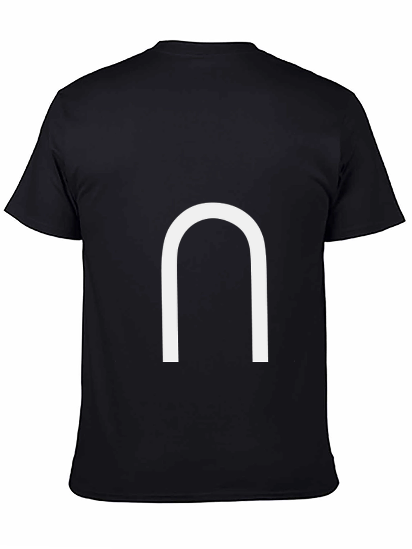 Black Minimalist Black Tee with White Horseshoe Design view 4