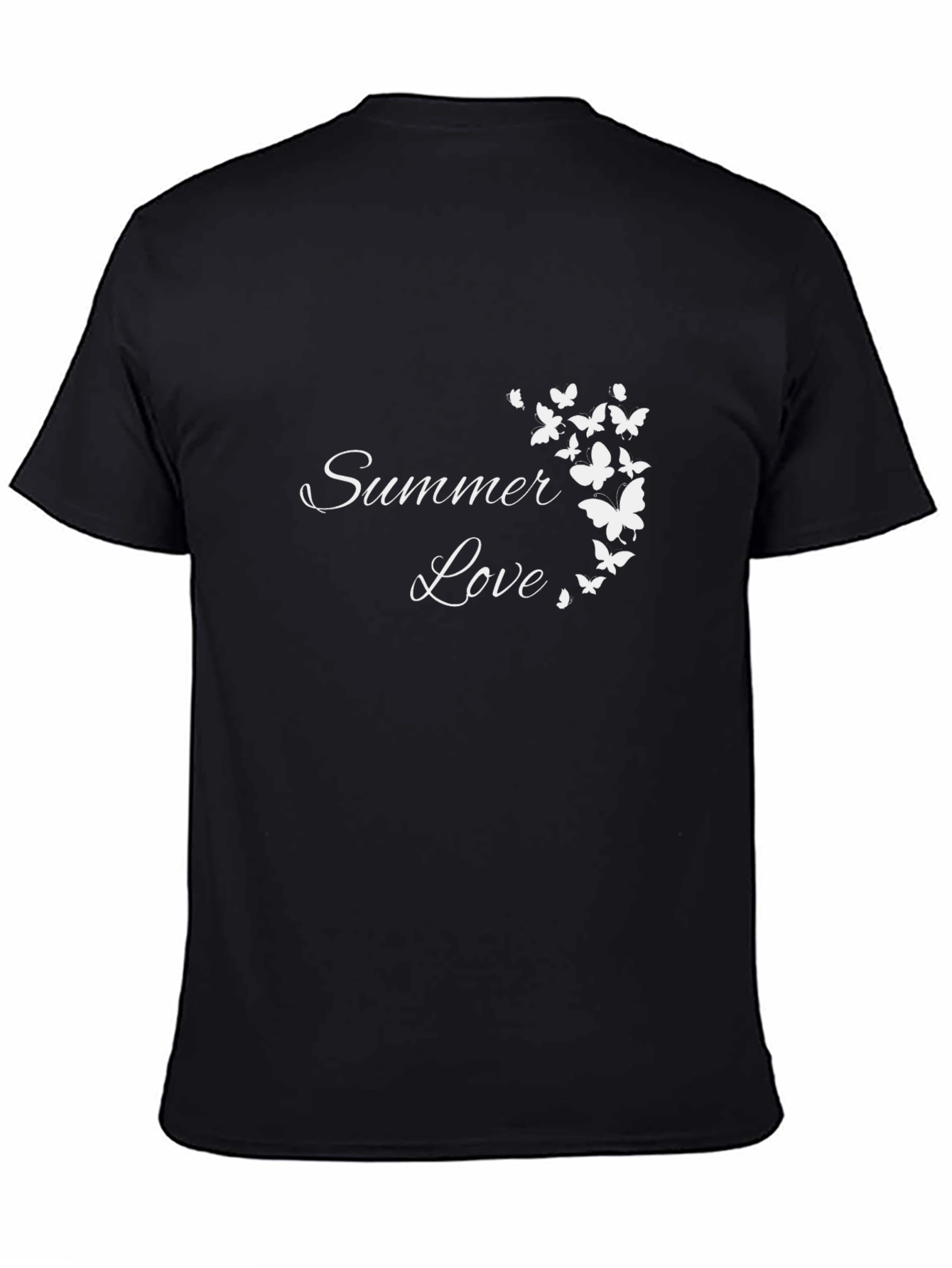 Black Summer Love Butterfly Graphic Black T-Shirt view 4