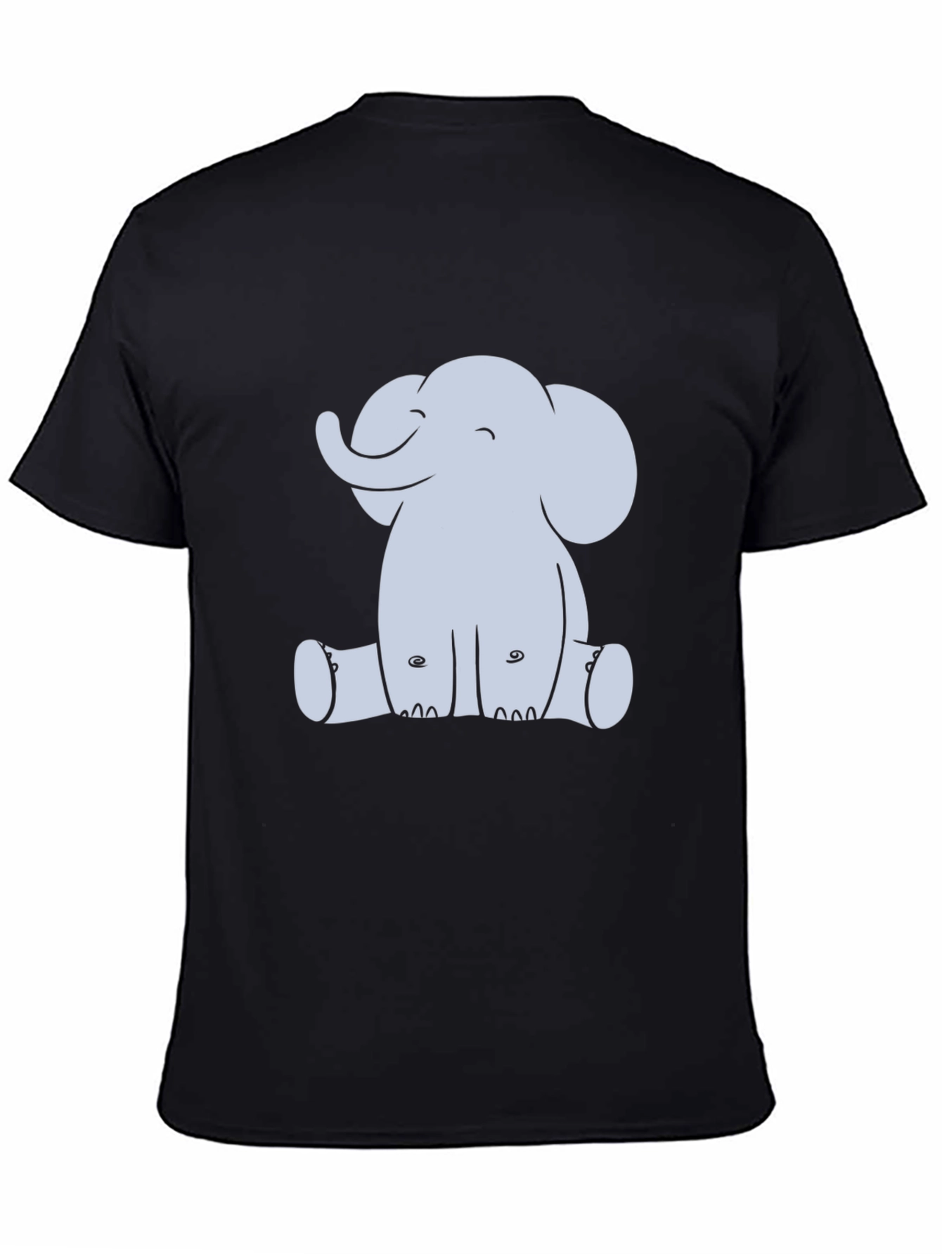 Black Cute Elephant Graphic Black T-Shirt view 4