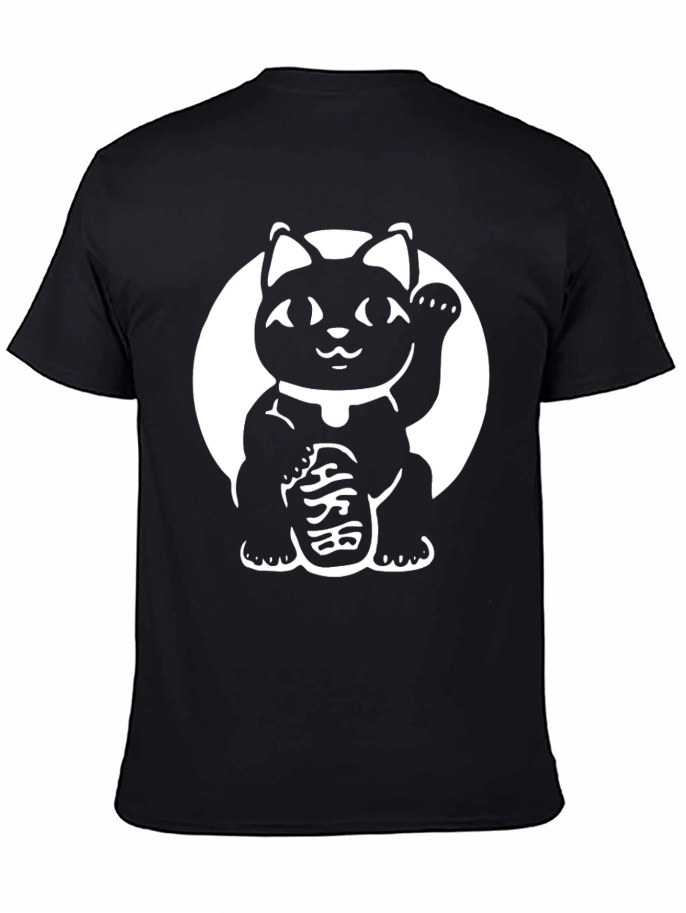 Black Lucky Cat Graphic Tee - Black Cotton Blend view 4