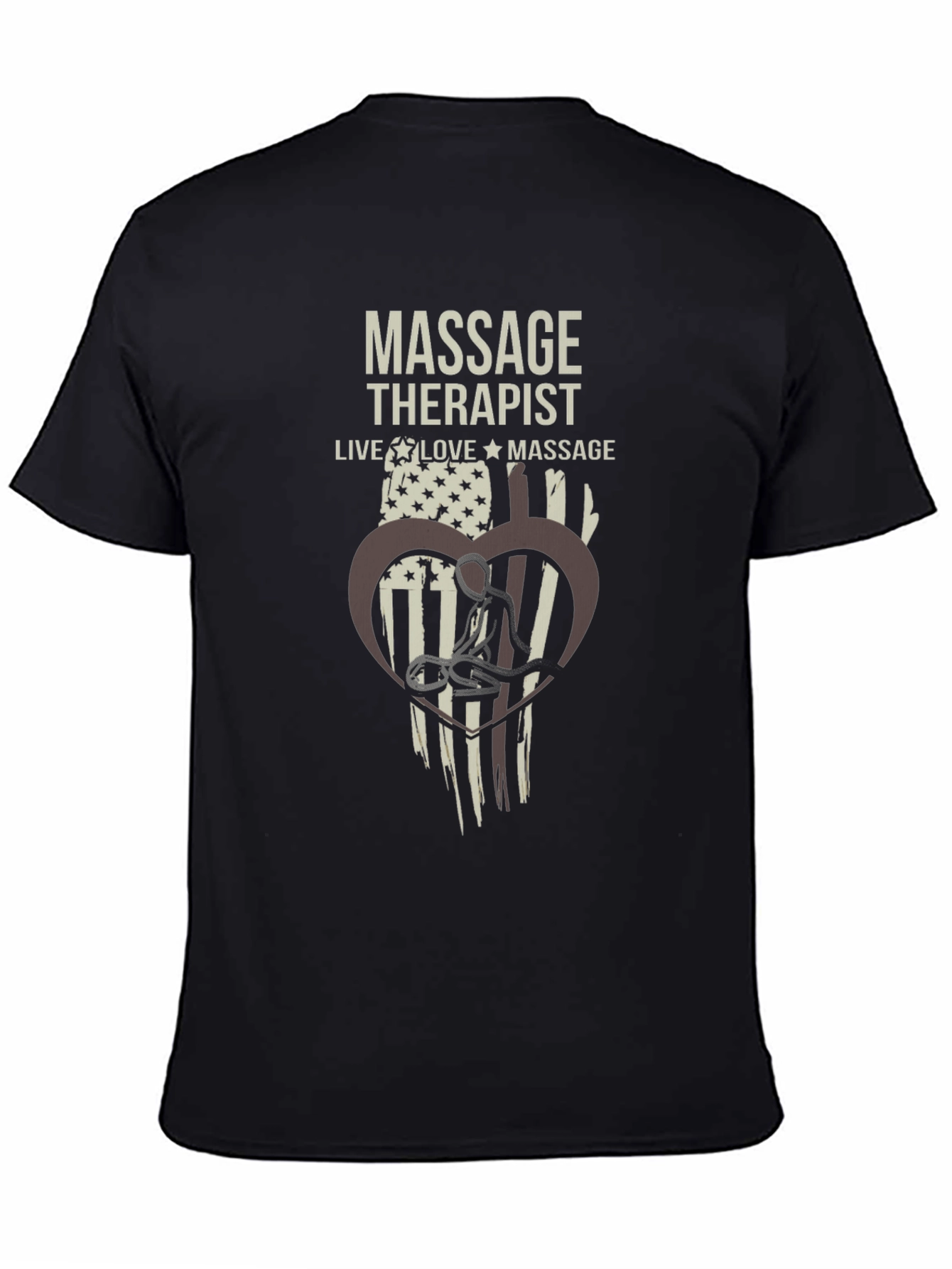 Black Massage Therapist T-Shirt: Live, Love, Massage view 4