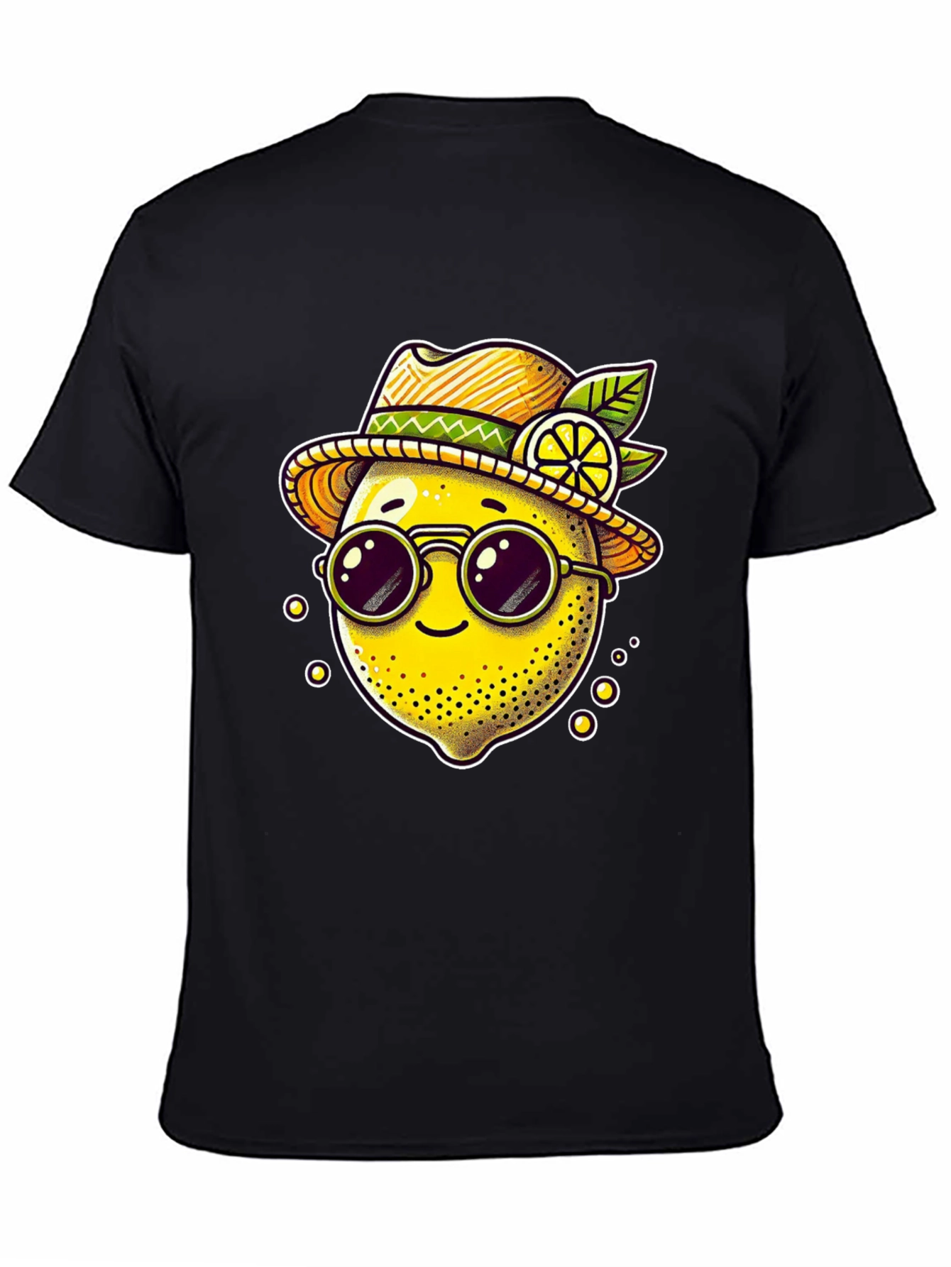 Black Funky Lemon Tee - Cool Fruit Graphic Shirt view 4