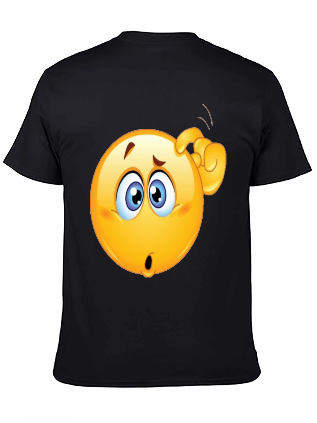 Black Confused Emoji T-Shirt - Black Cotton Tee view 4