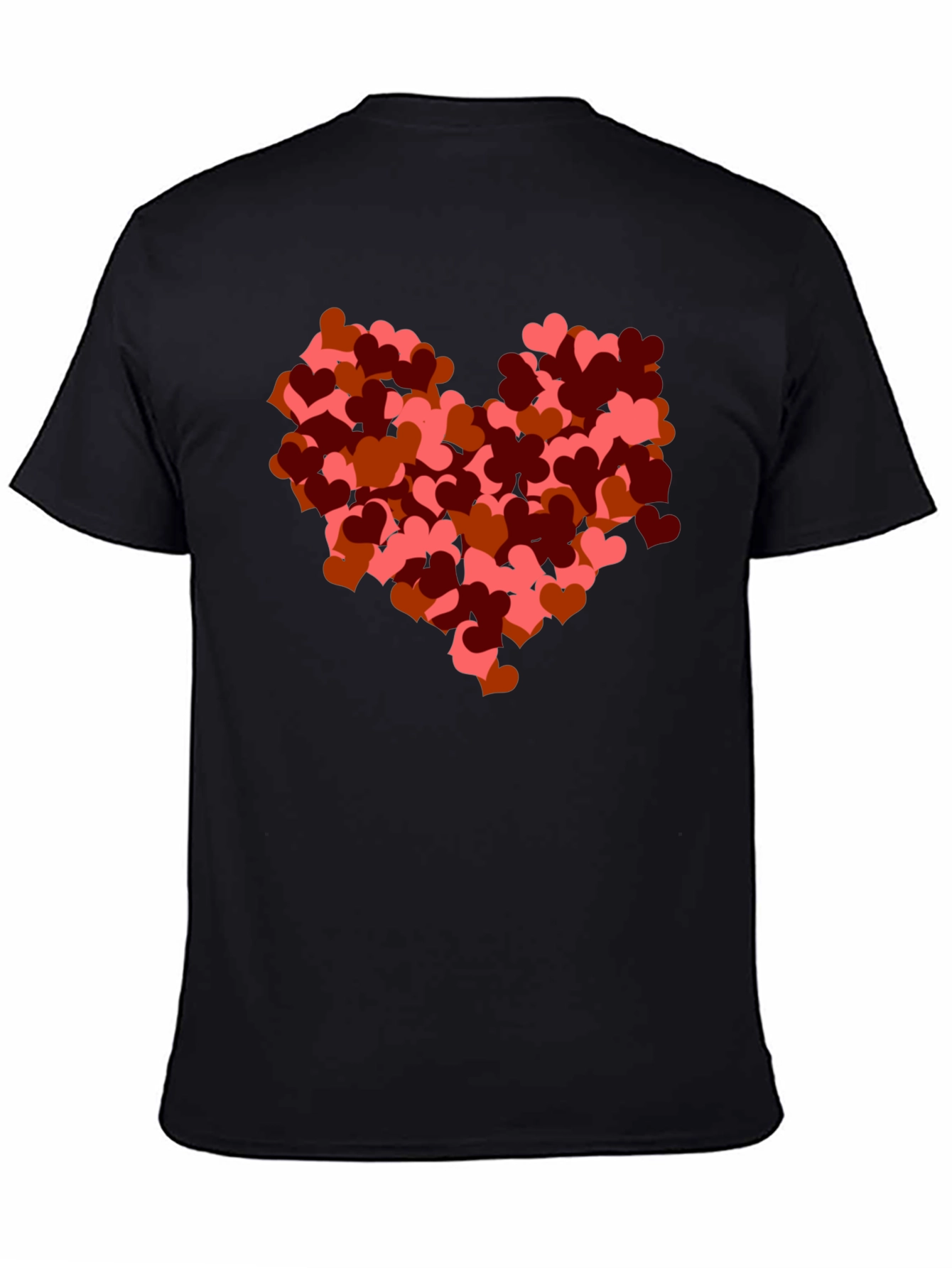 Black Heart Cluster Graphic Black T-Shirt view 4