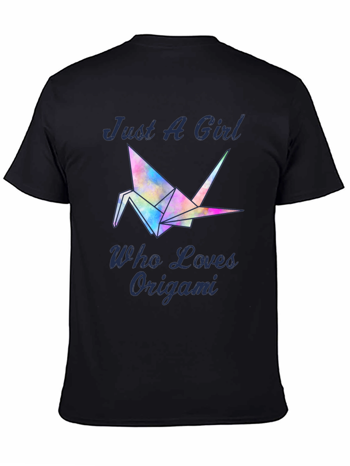 Black Just A Girl Who Loves Origami T-Shirt - Crane Design view 4