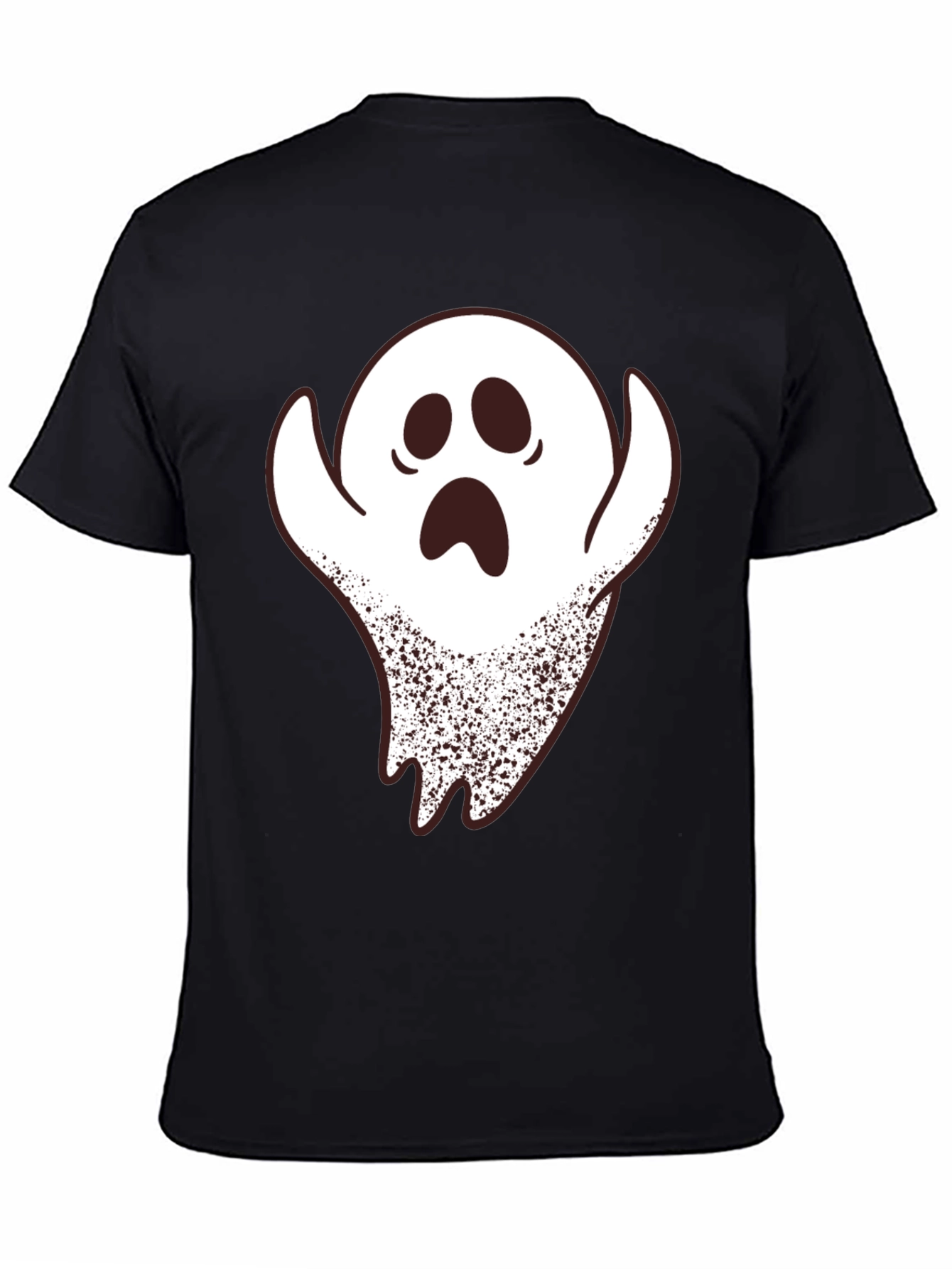 Black Spooky Ghost Graphic Print Black T-Shirt view 4