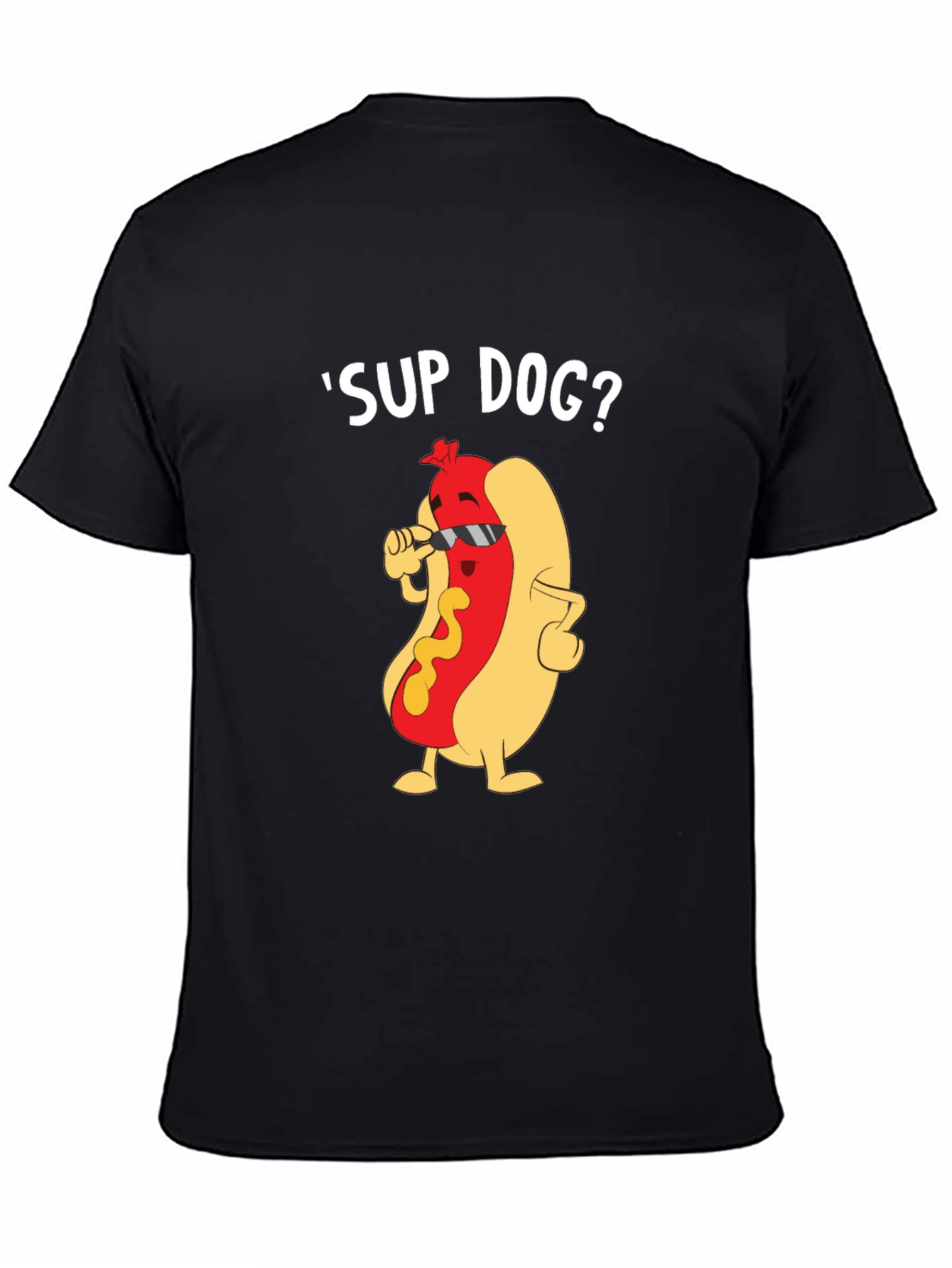 Black Cool Hot Dog Graphic Tee - Funny Pun T-Shirt view 4