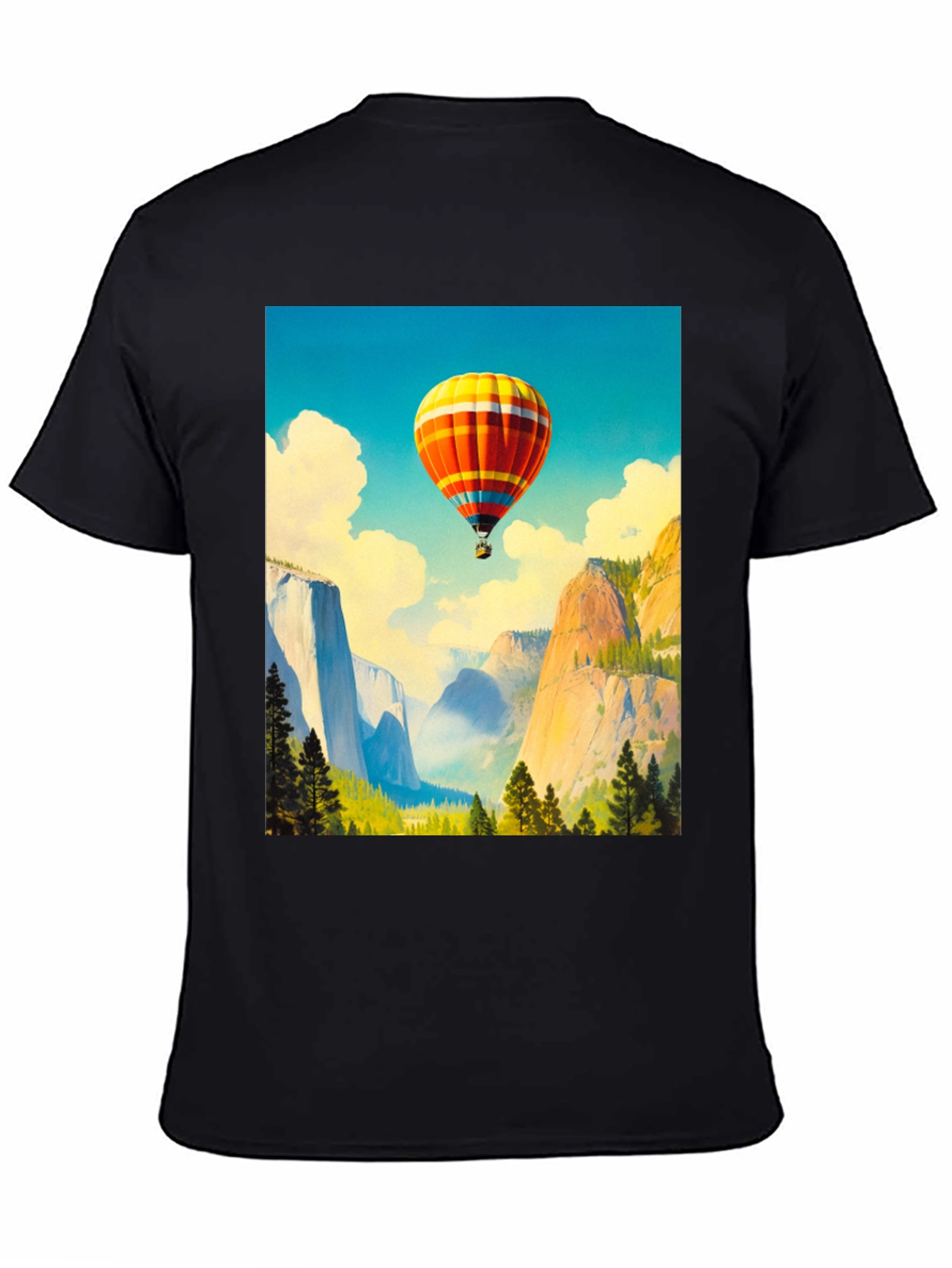 Black Scenic Hot Air Balloon Graphic Tee view 4