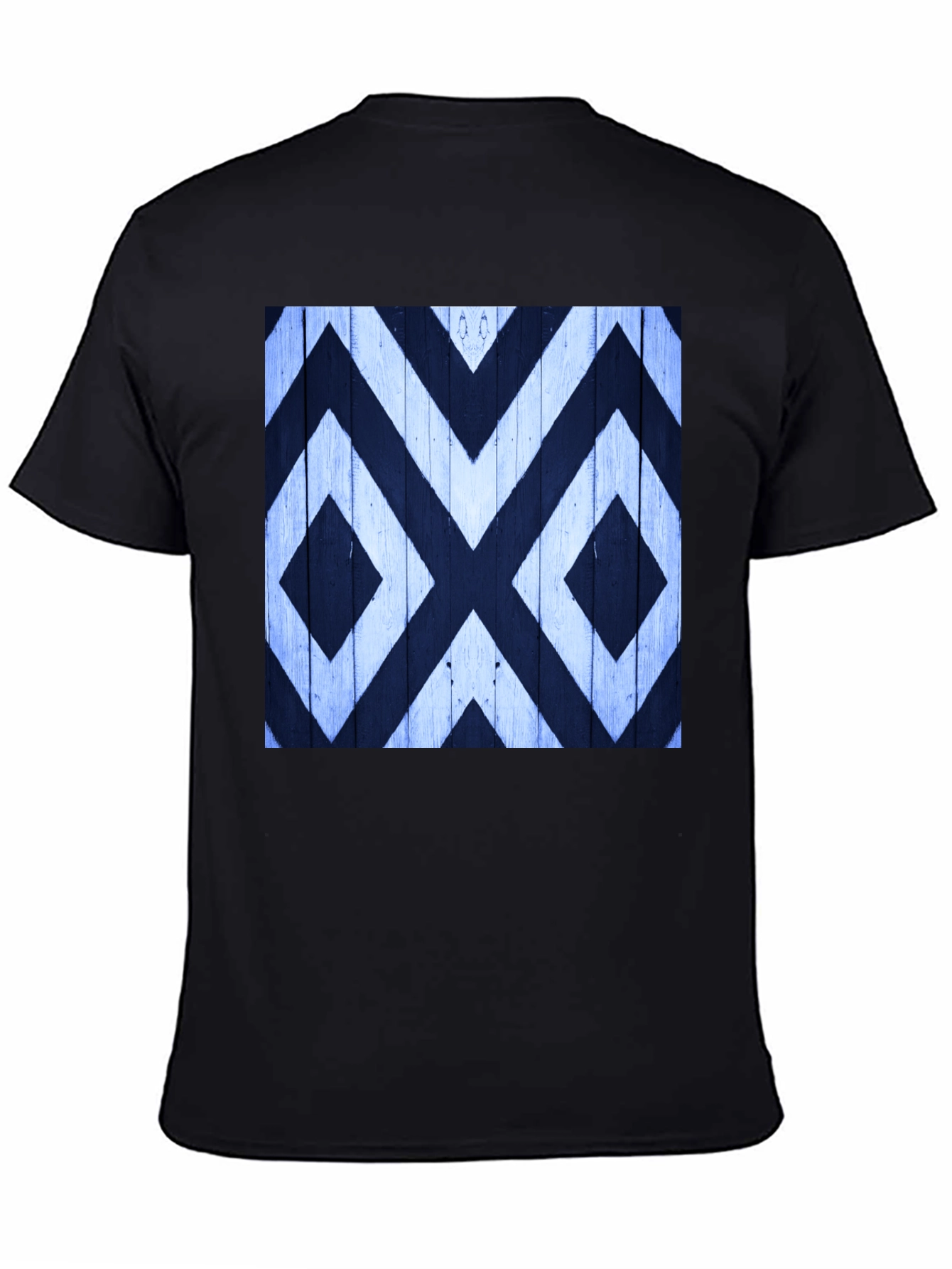Black Geometric Pattern Tee - Black Cotton Casual Wear view 4
