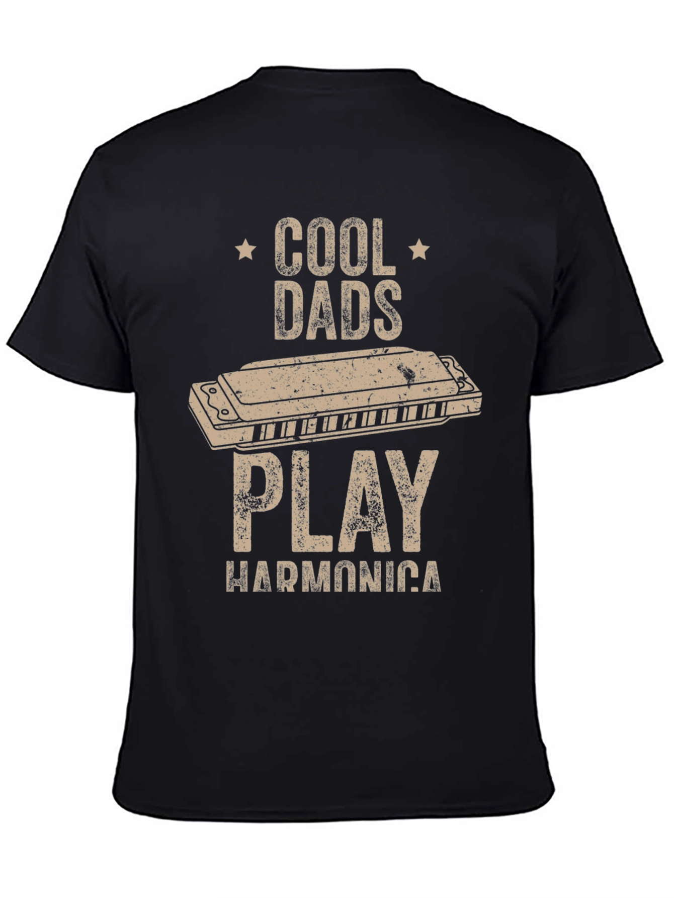 Black Cool Dads Play Harmonica T-Shirt view 4