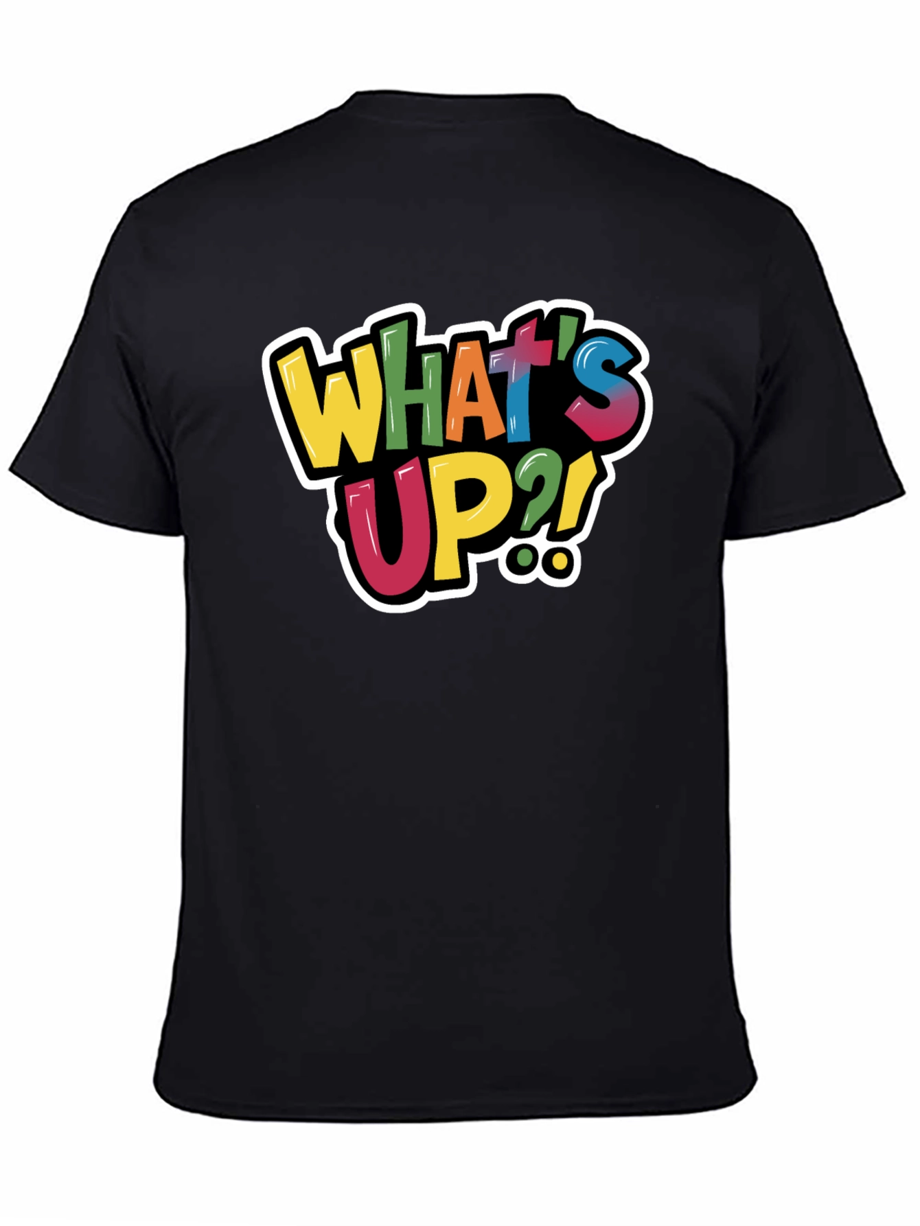Black What's Up?! Graphic Tee - Trendy Casual Black T-Shirt view 4