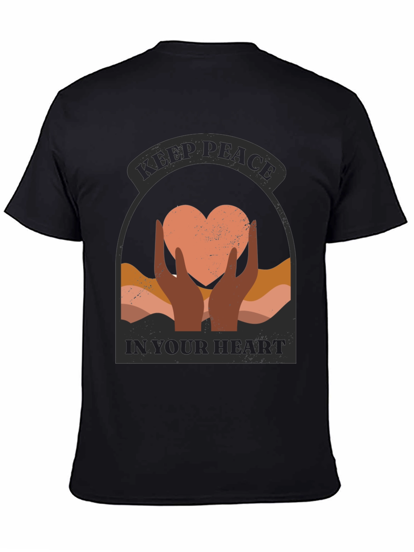 Black Keep Peace Heart Graphic T-Shirt view 4
