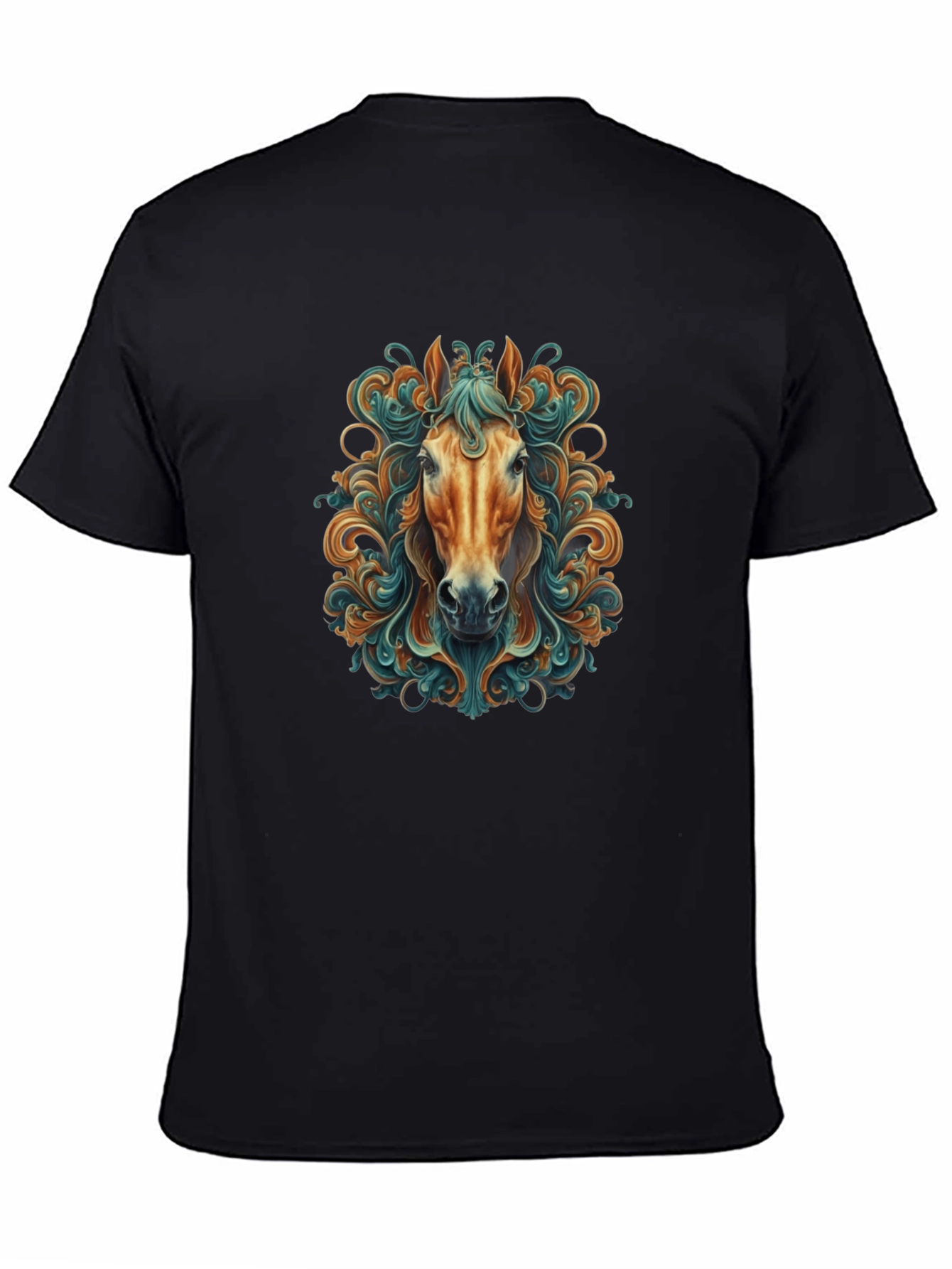 Black Horse Art Graphic Tee - Stylish Men's Black T-Shirt view 4