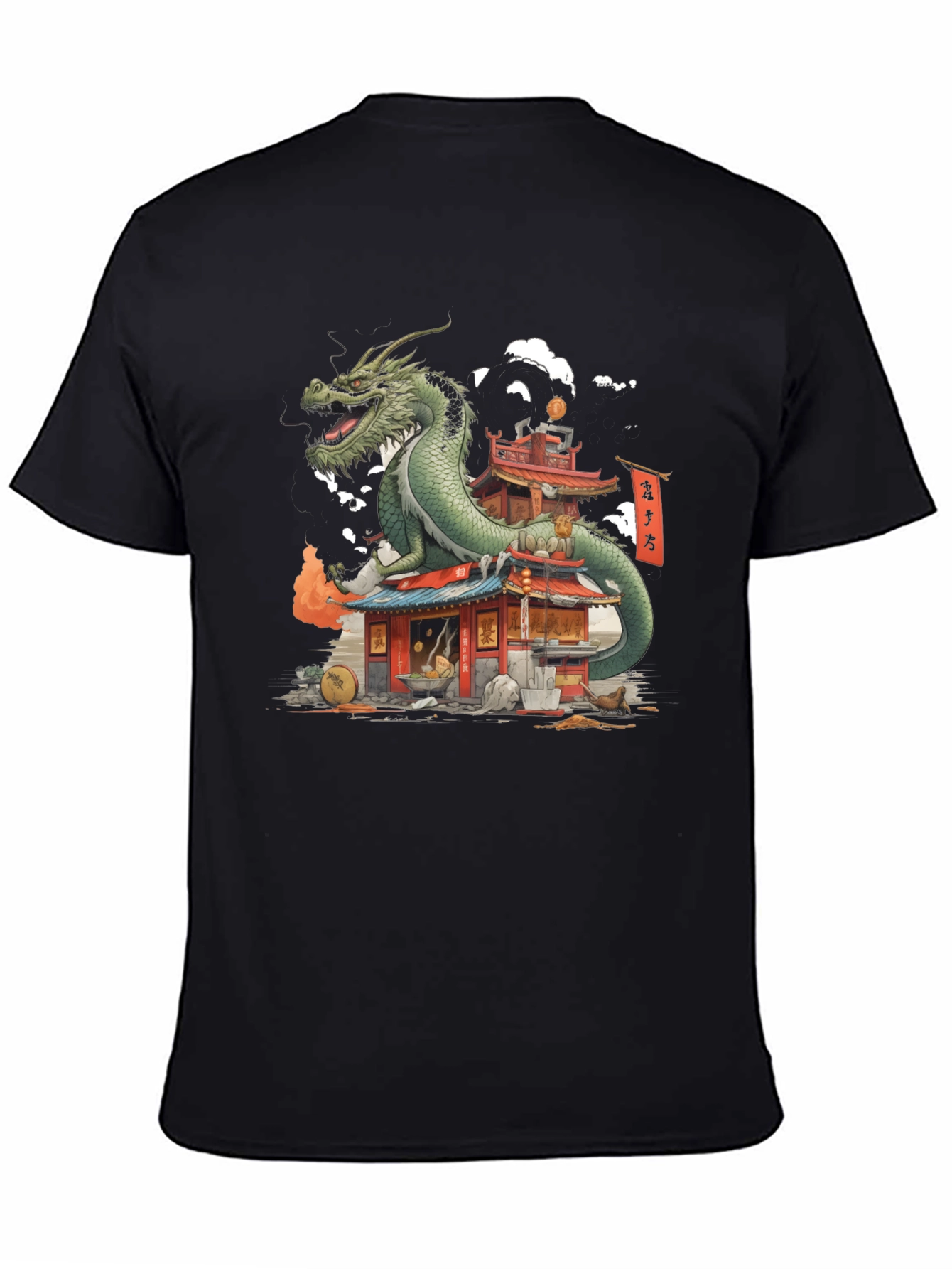 Black Dragon Pagoda Graphic Tee - Asian Inspired view 4