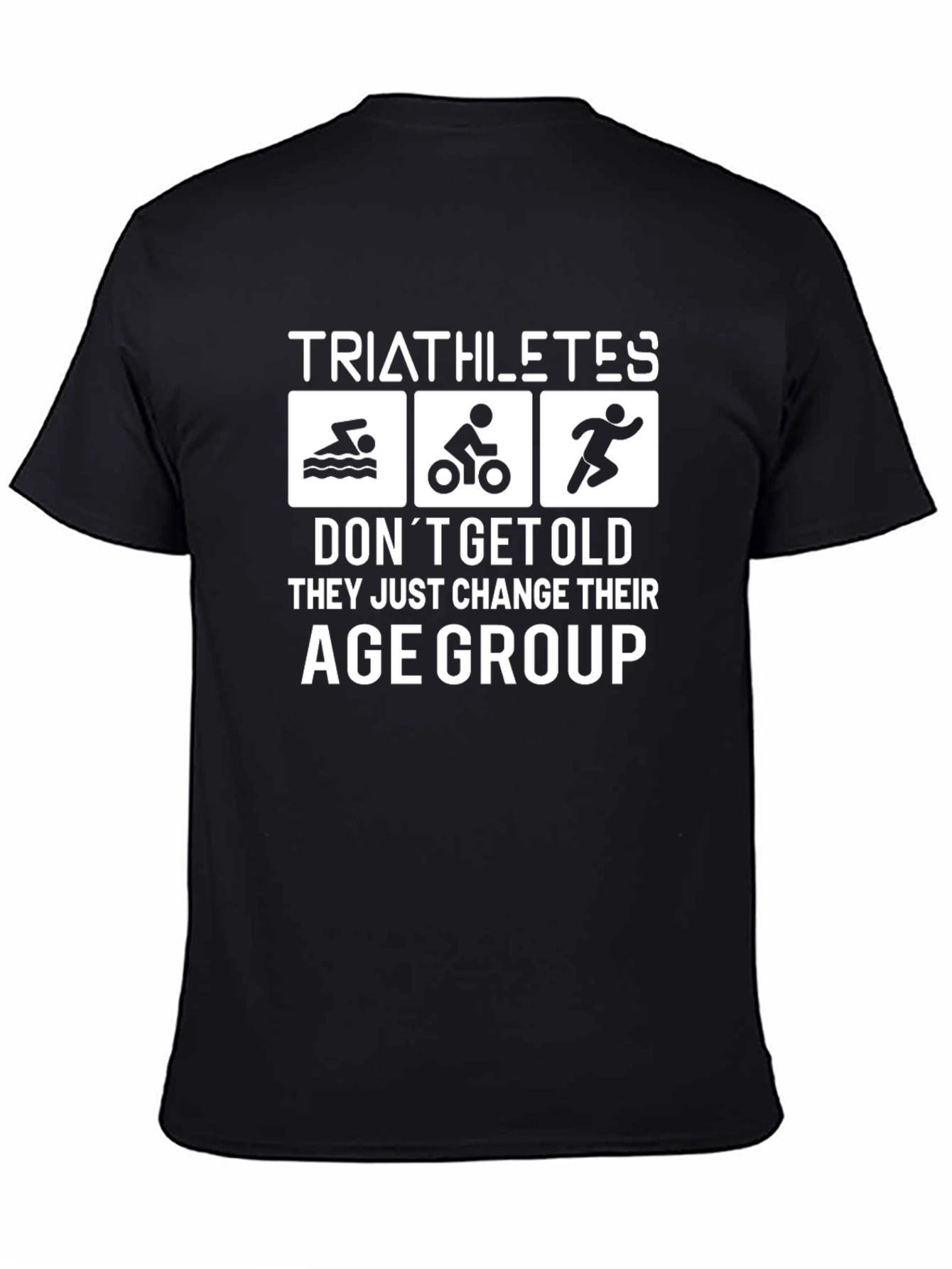 Black Triathlete Age Group T-Shirt Funny Gift view 4