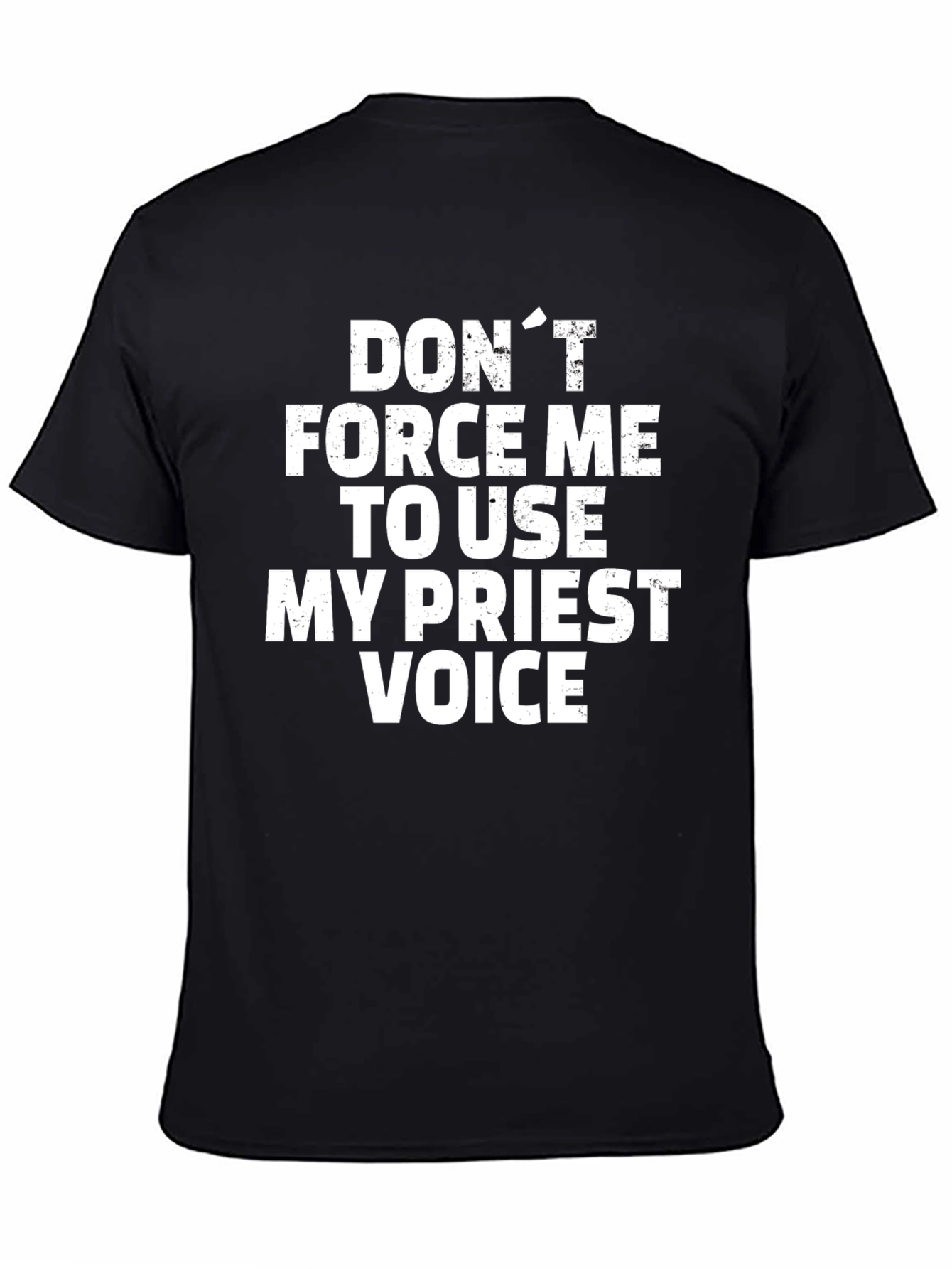 Black Funny Priest Voice T-Shirt view 4