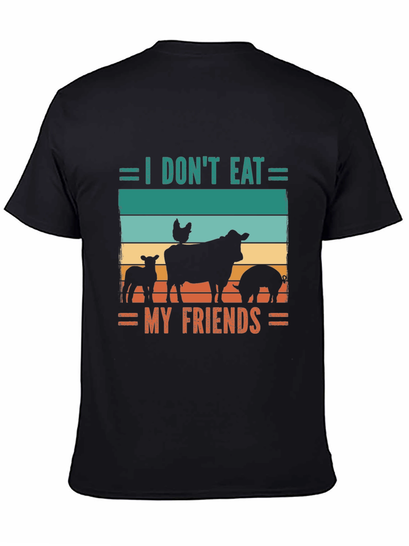 Black Vegan T-Shirt - I Don't Eat My Friends view 4
