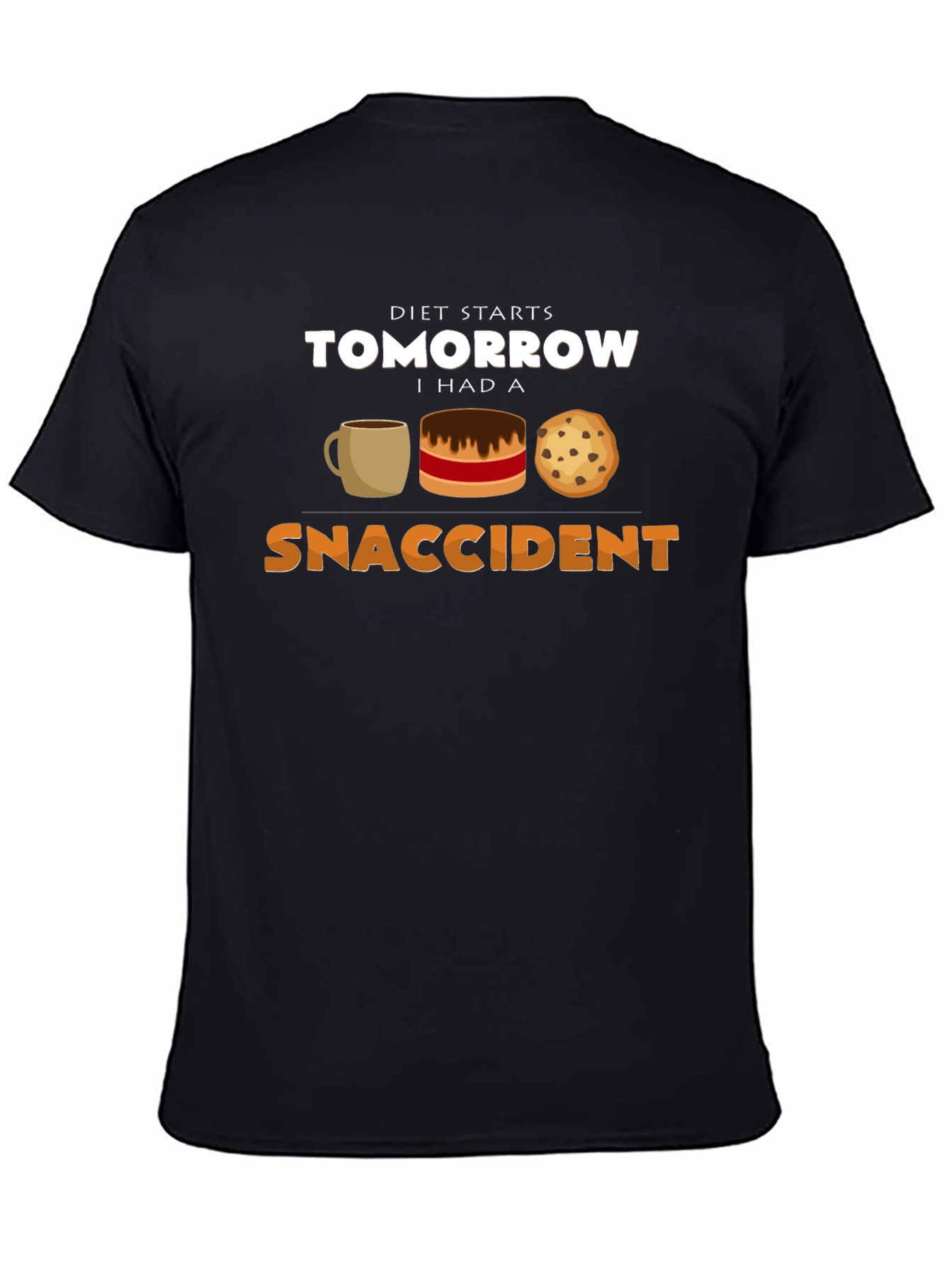 Black Diet Starts Tomorrow Snack Accident T-Shirt view 4
