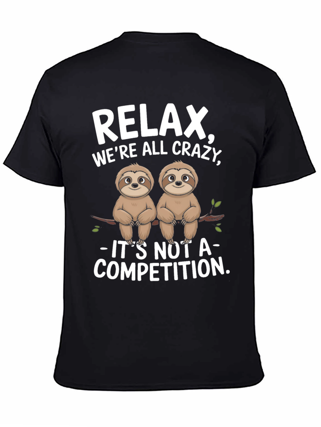 Black Relax We're All Crazy Sloth Graphic Tee view 4