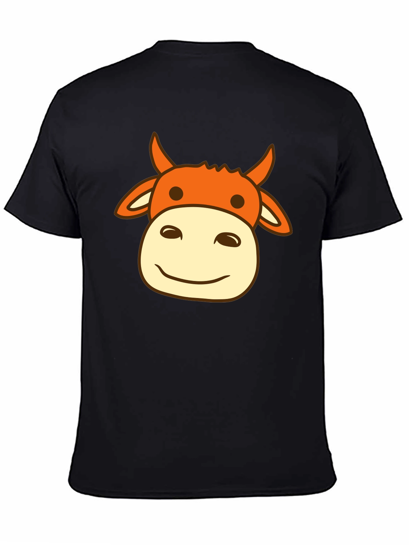 Black Cow Face Graphic Print Men's Black T-Shirt view 4