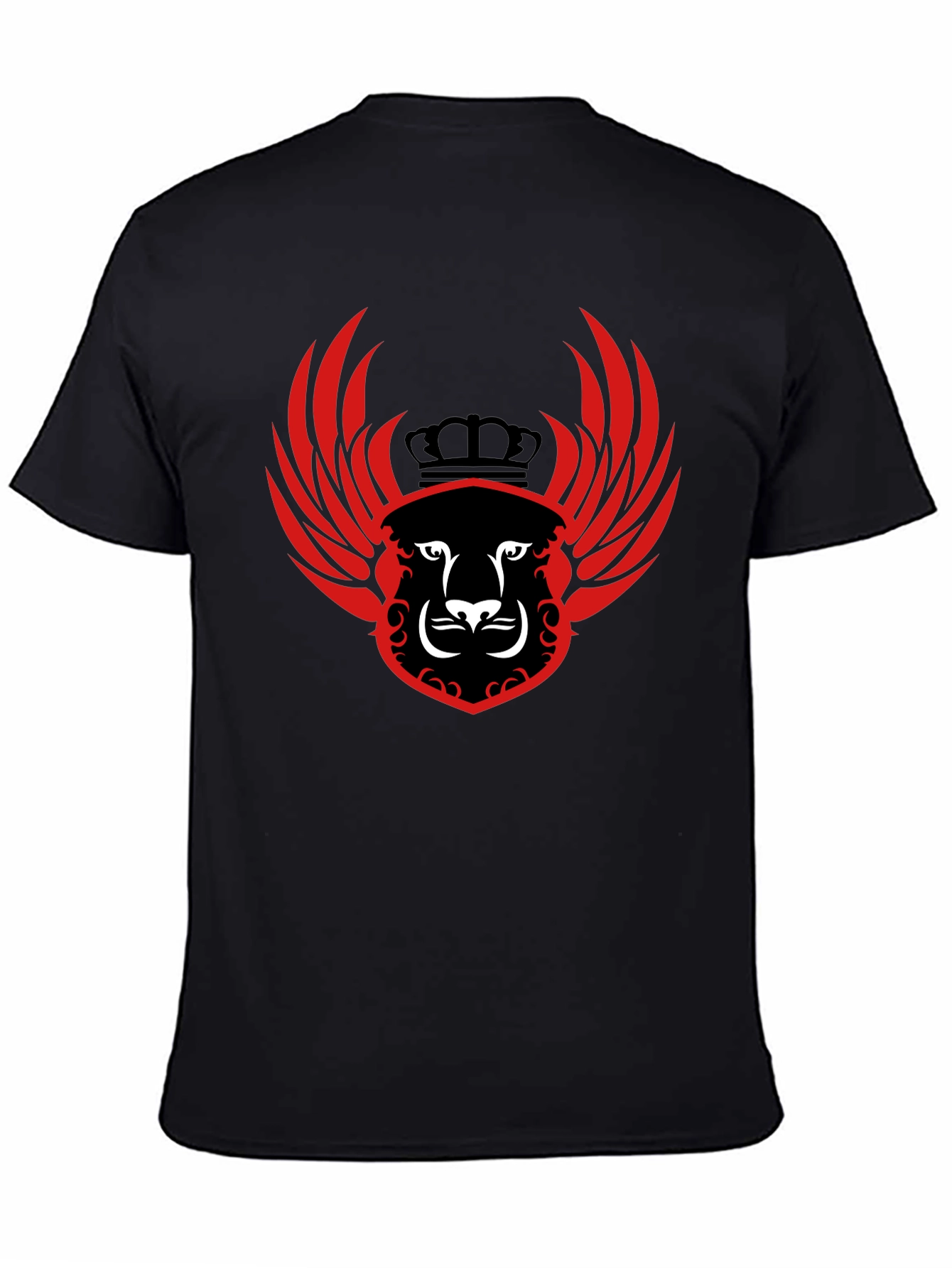 Black Winged Lion Crest Black T-Shirt view 4