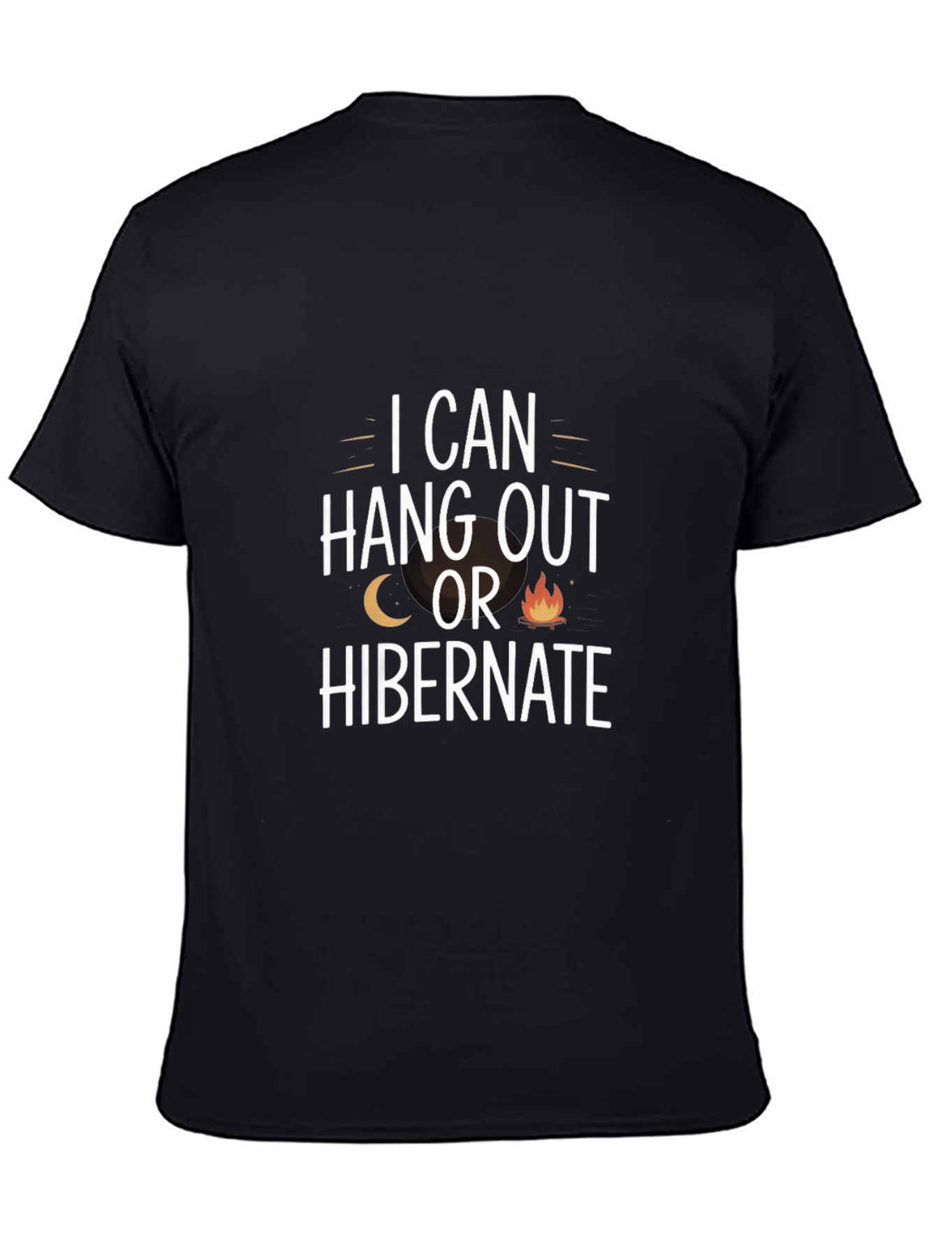 Black I Can Hang Out or Hibernate Graphic Tee view 4