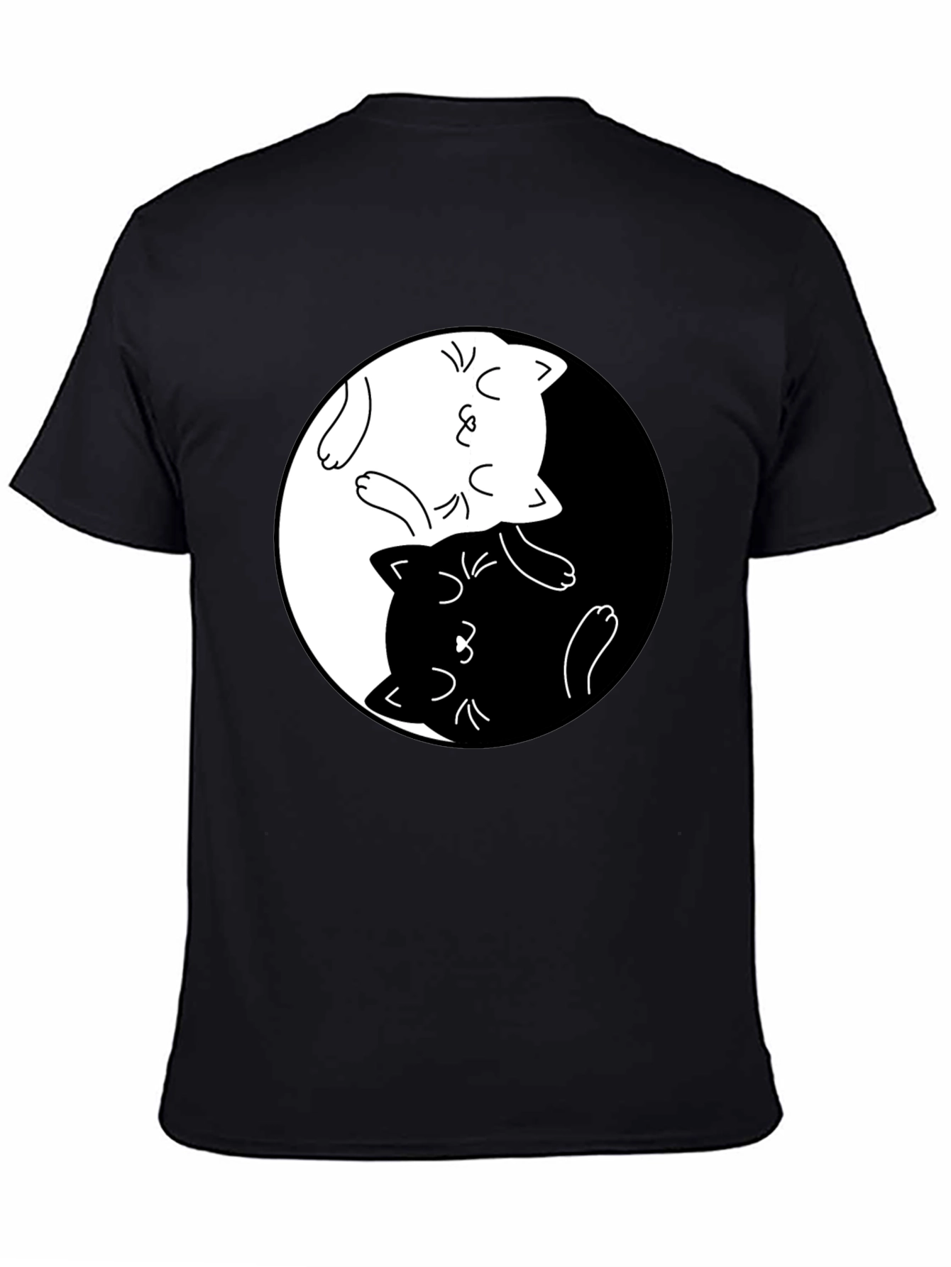 Black Yin Yang Cats Graphic T-Shirt view 4