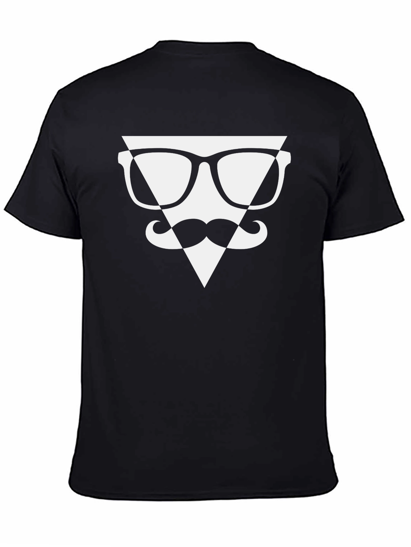 Black Hipster Glasses & Moustache Graphic T-Shirt view 4