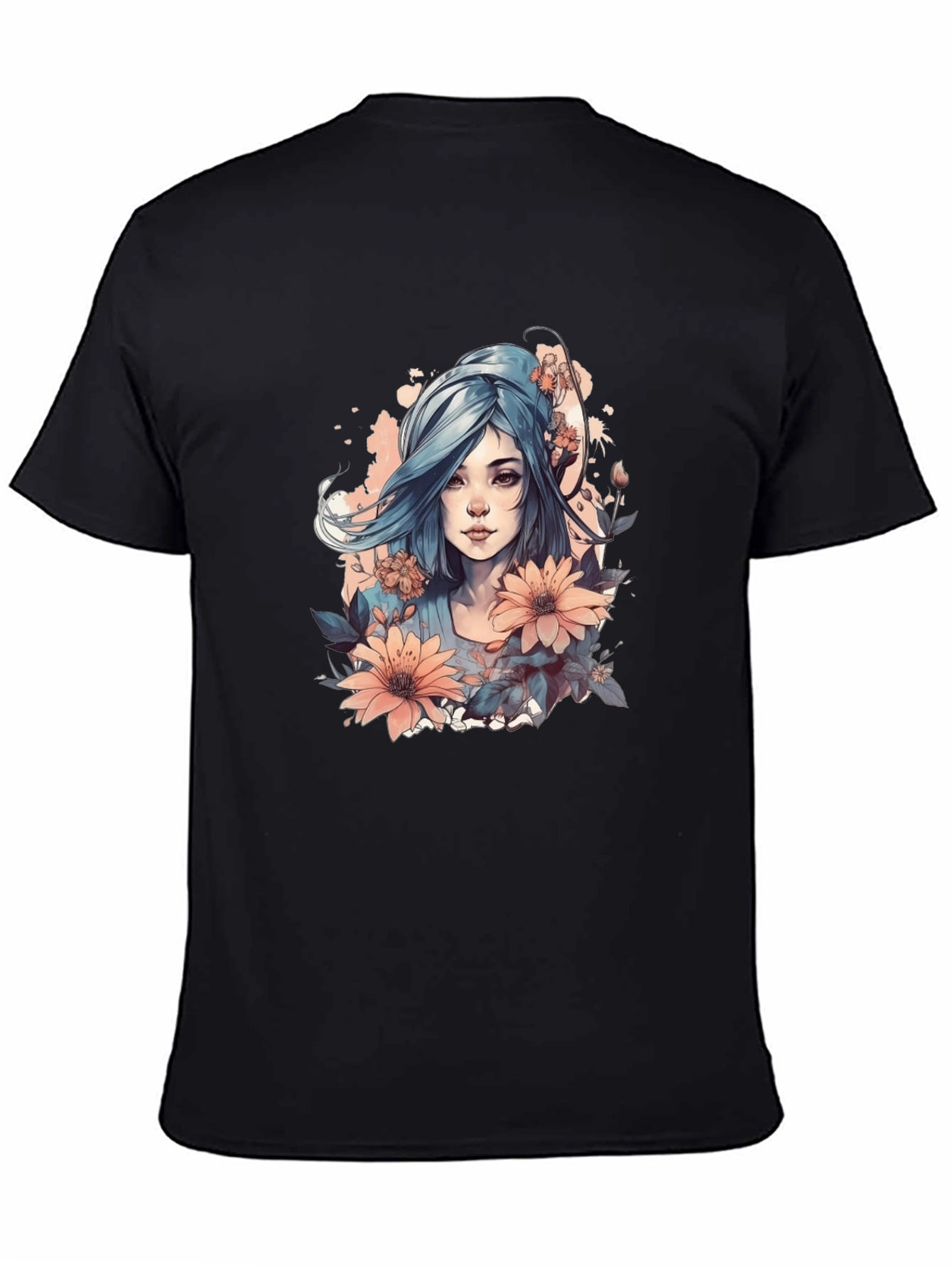 Black Floral Woman Graphic Tee - Stylish and Unique Design view 4