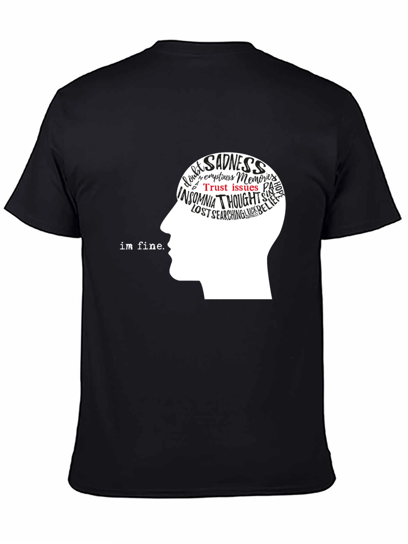 Black Mindful Expression T-Shirt - Inner Thoughts Graphic Tee view 4