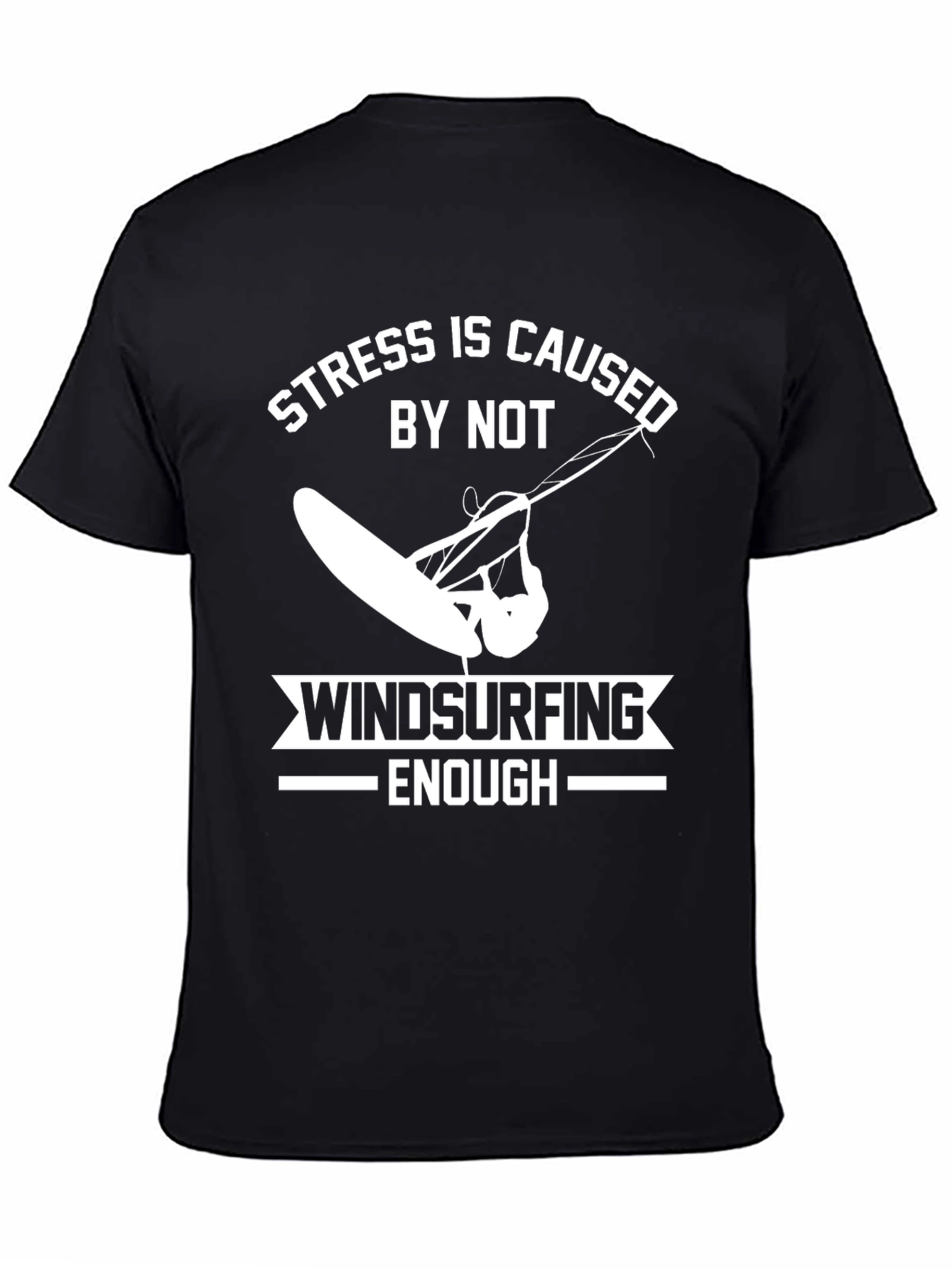Black Windsurfing T-Shirt - Stress Relief Design view 4