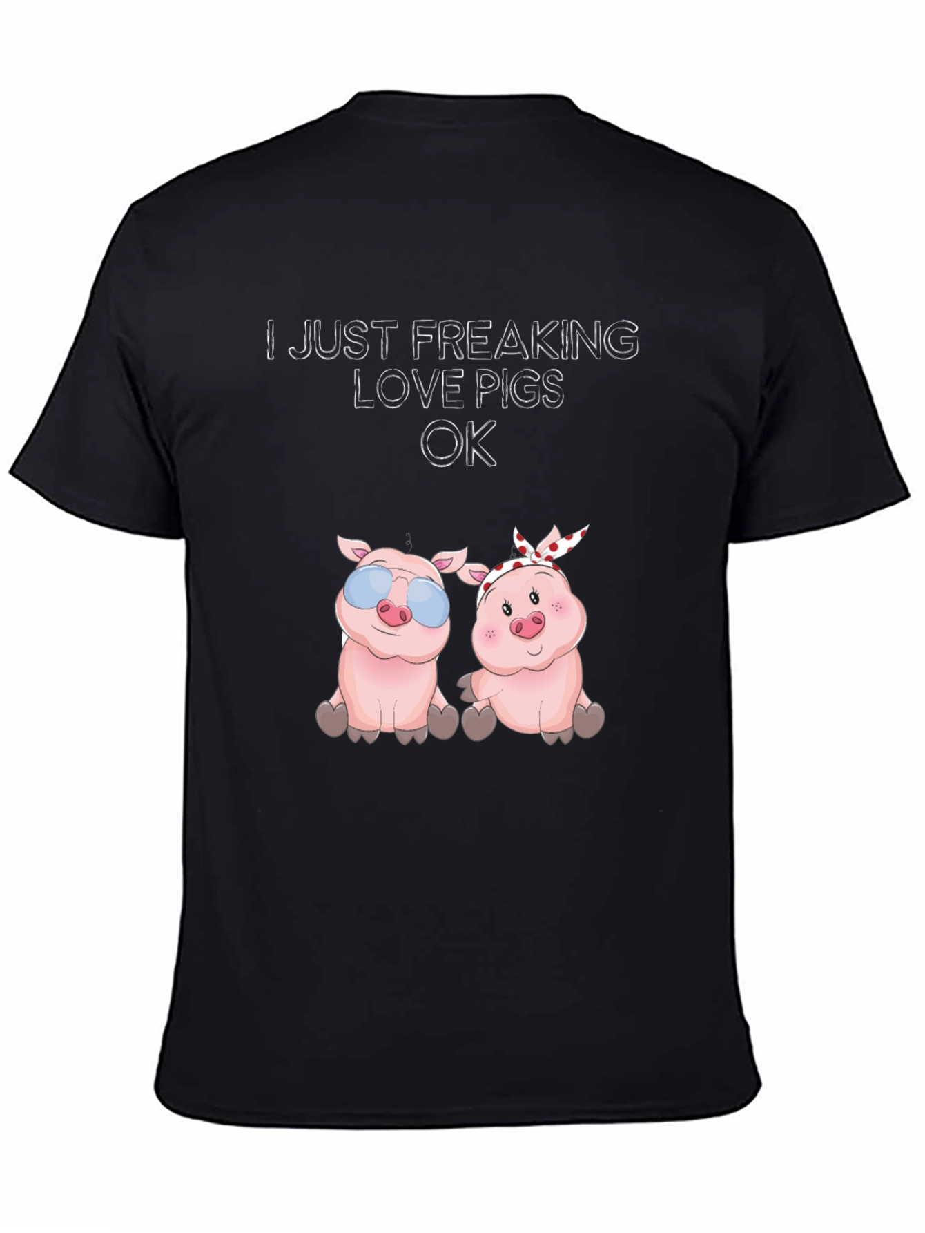 Black Funny Pig Lover T-Shirt view 4