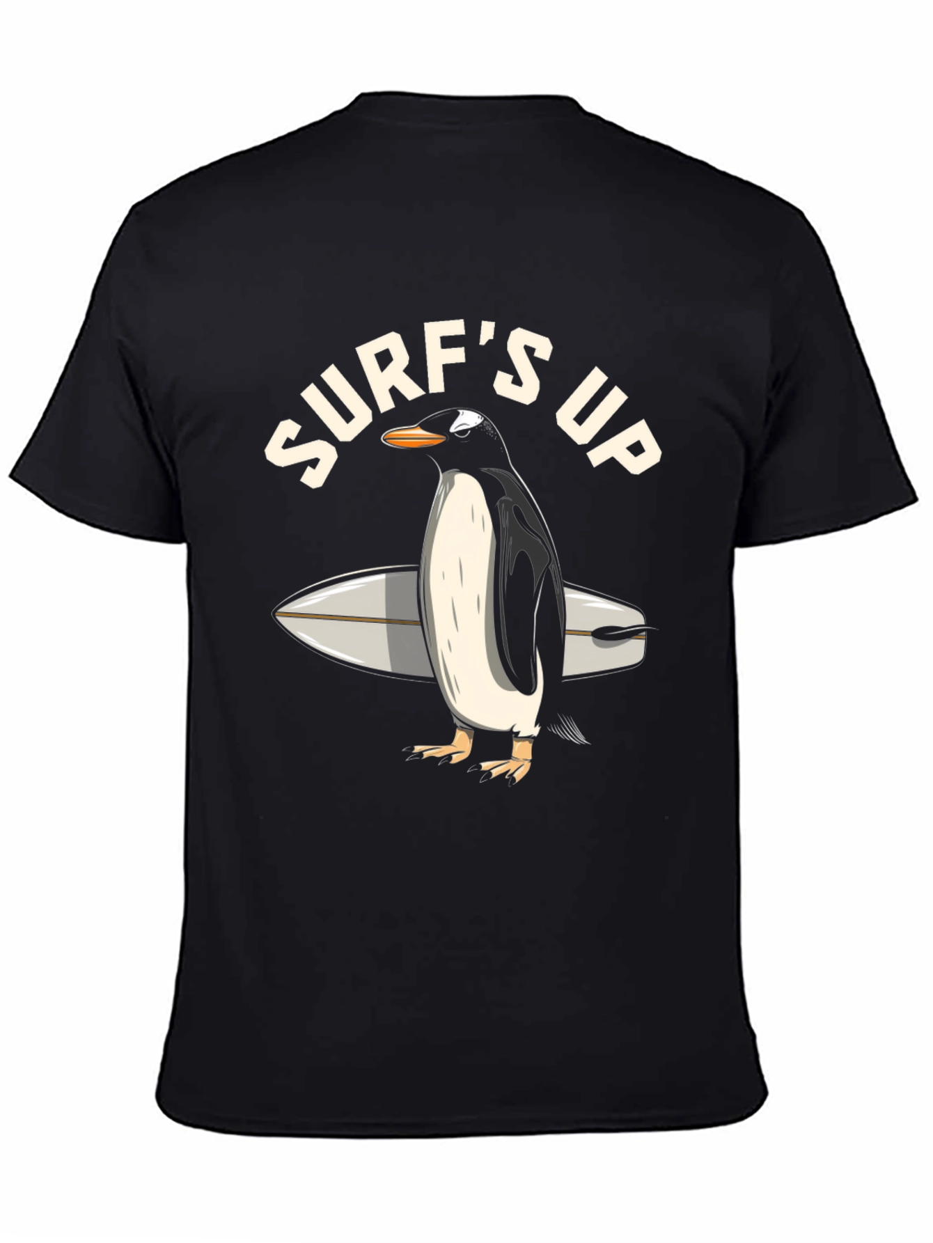 Black Surf's Up Penguin Graphic T-Shirt view 4