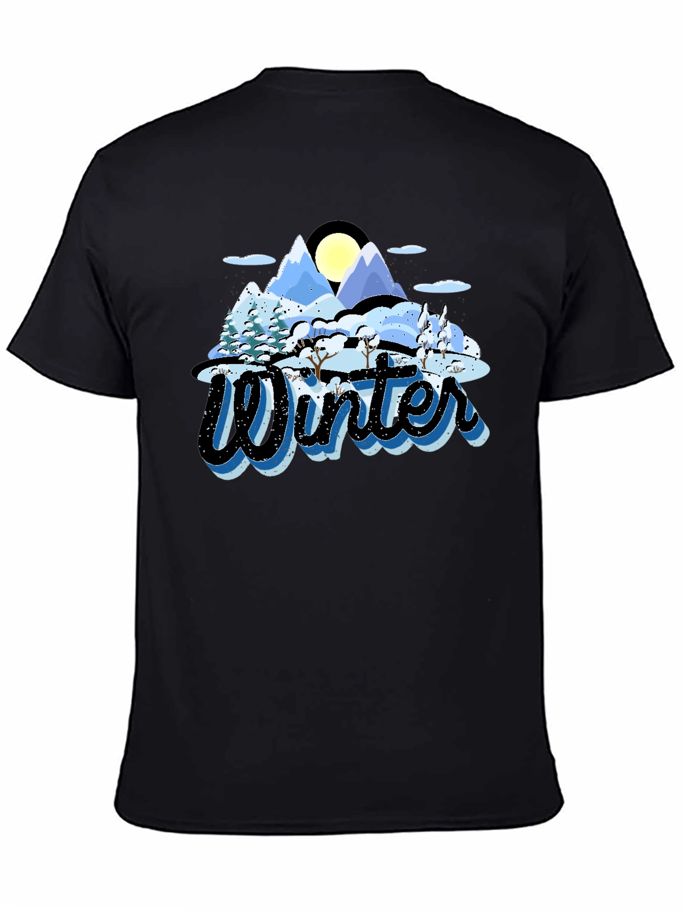 Black Winter Landscape Graphic Tee - Mountain Scene Shirt view 4