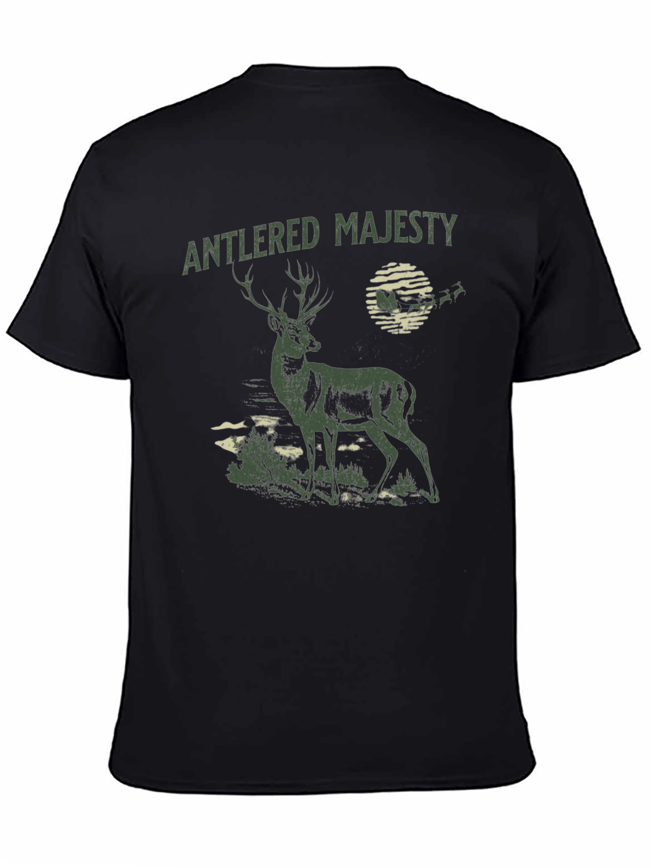 Black Antlered Majesty Graphic Tee - Black Cotton T-Shirt view 4