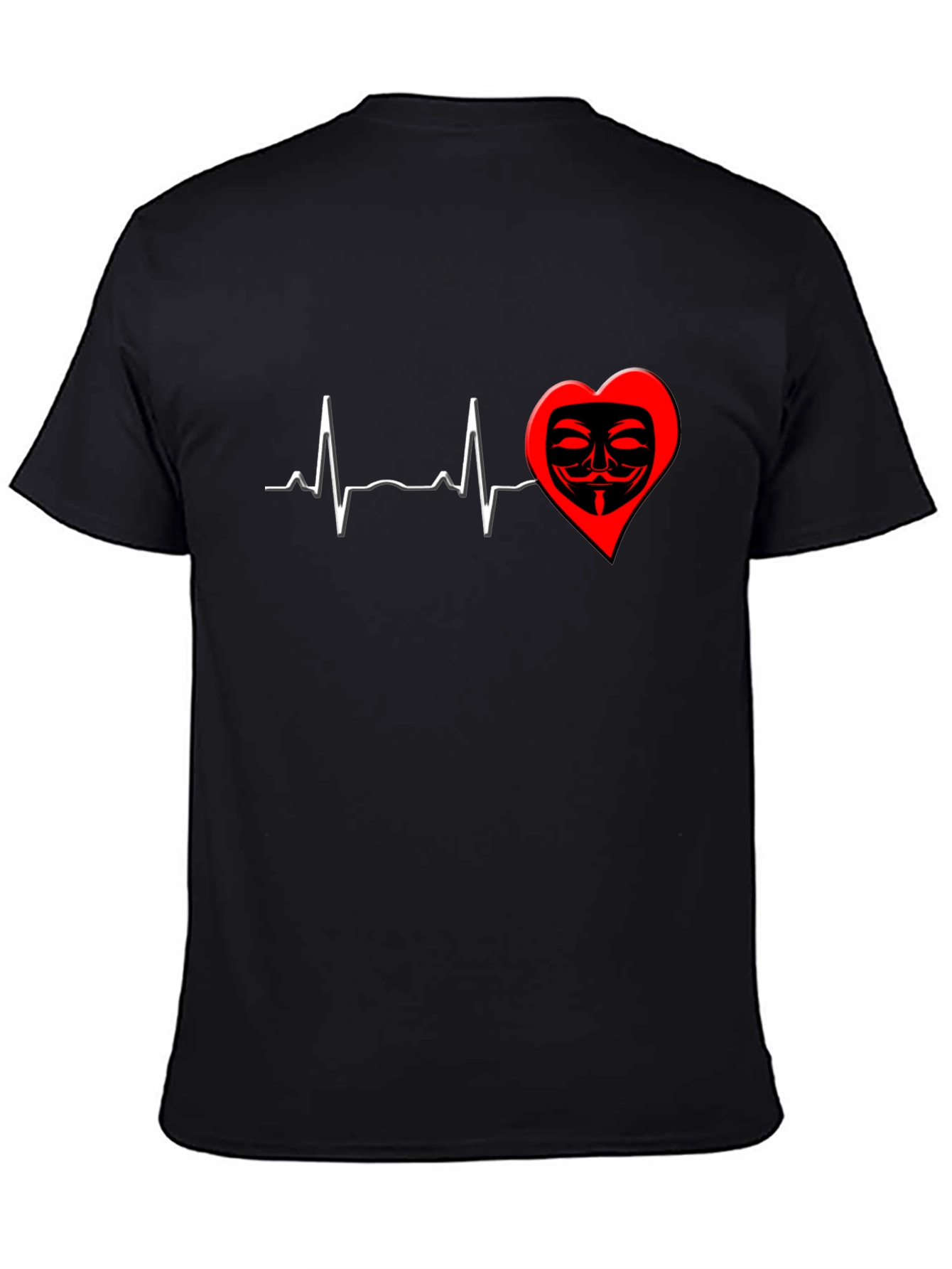 Black Heartbeat Mask Graphic T-Shirt - Black view 4