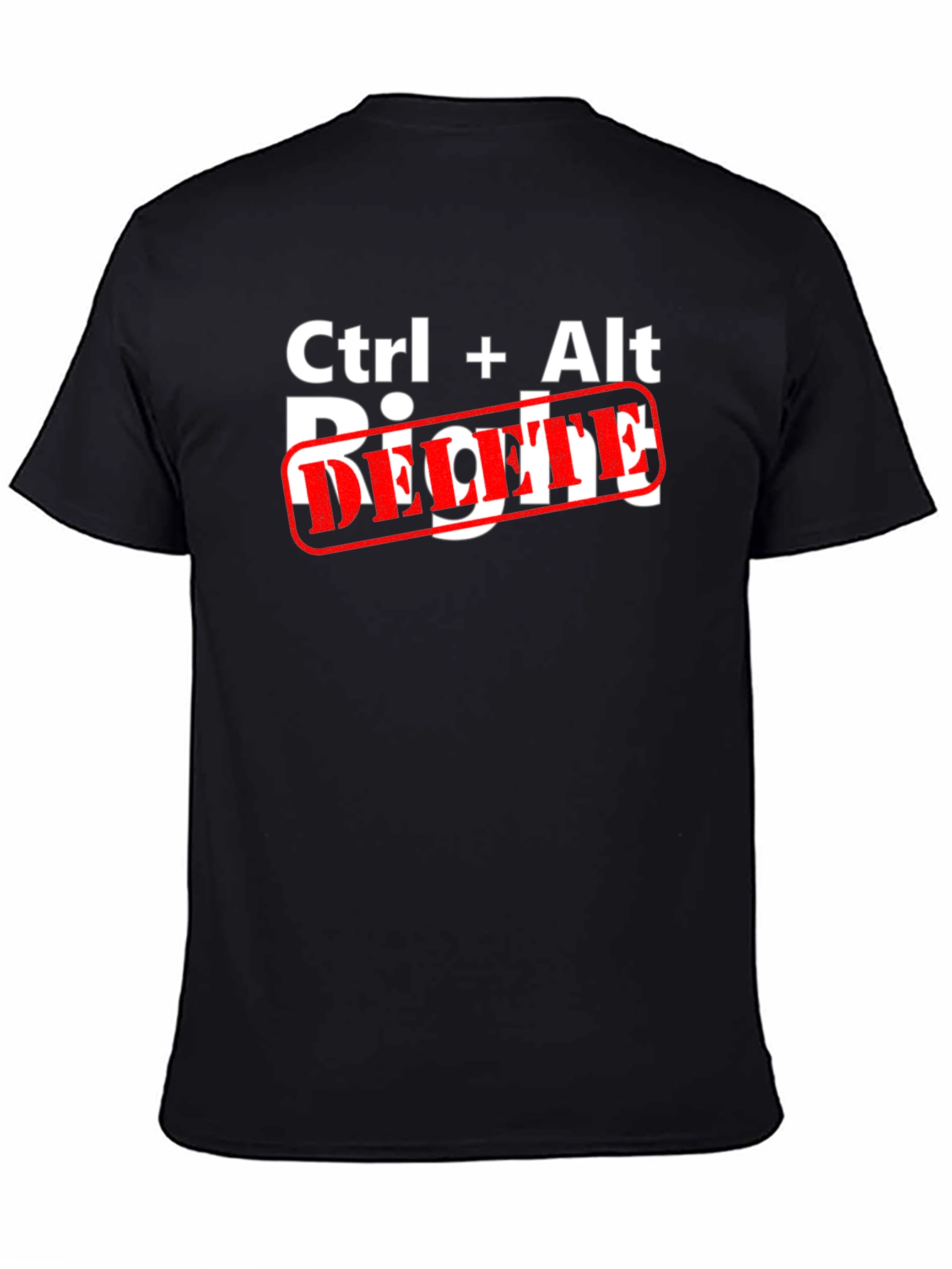 Black Ctrl+Alt Delete Graphic T-Shirt - Black Cotton Blend view 4
