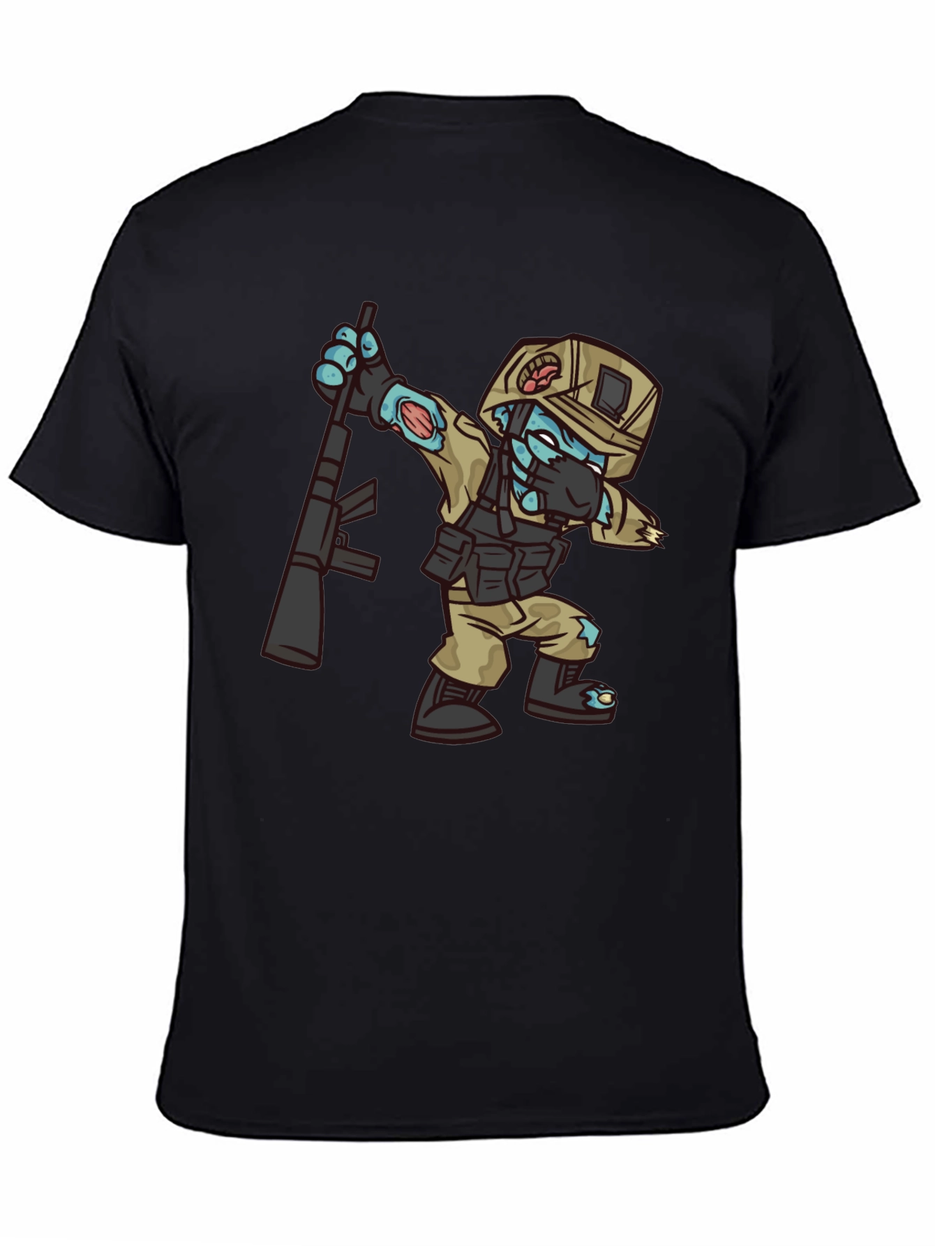 Black Zombie Soldier Dabbing T-Shirt - Funny Graphic Tee view 4