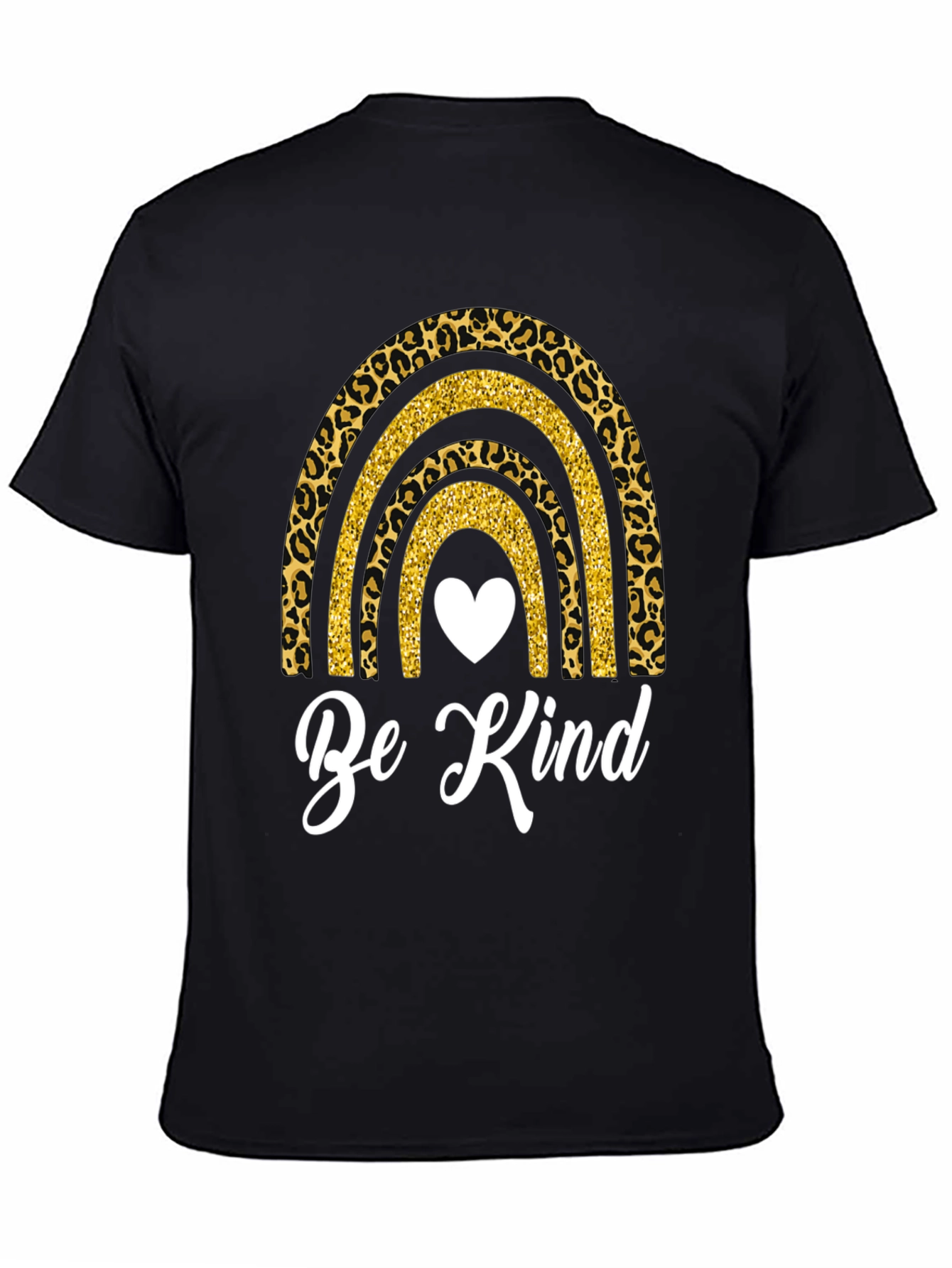 Black Be Kind Rainbow Leopard Print T-Shirt view 4