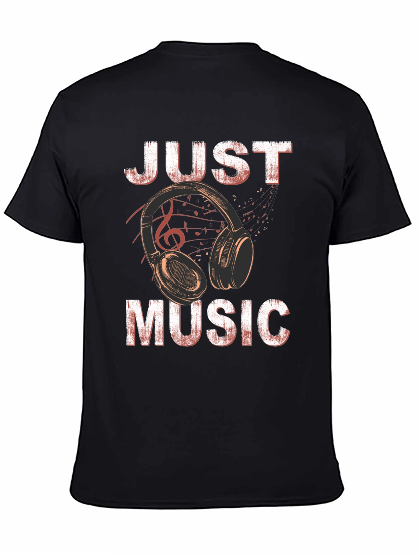 Black Just Music Black Graphic T-Shirt view 4