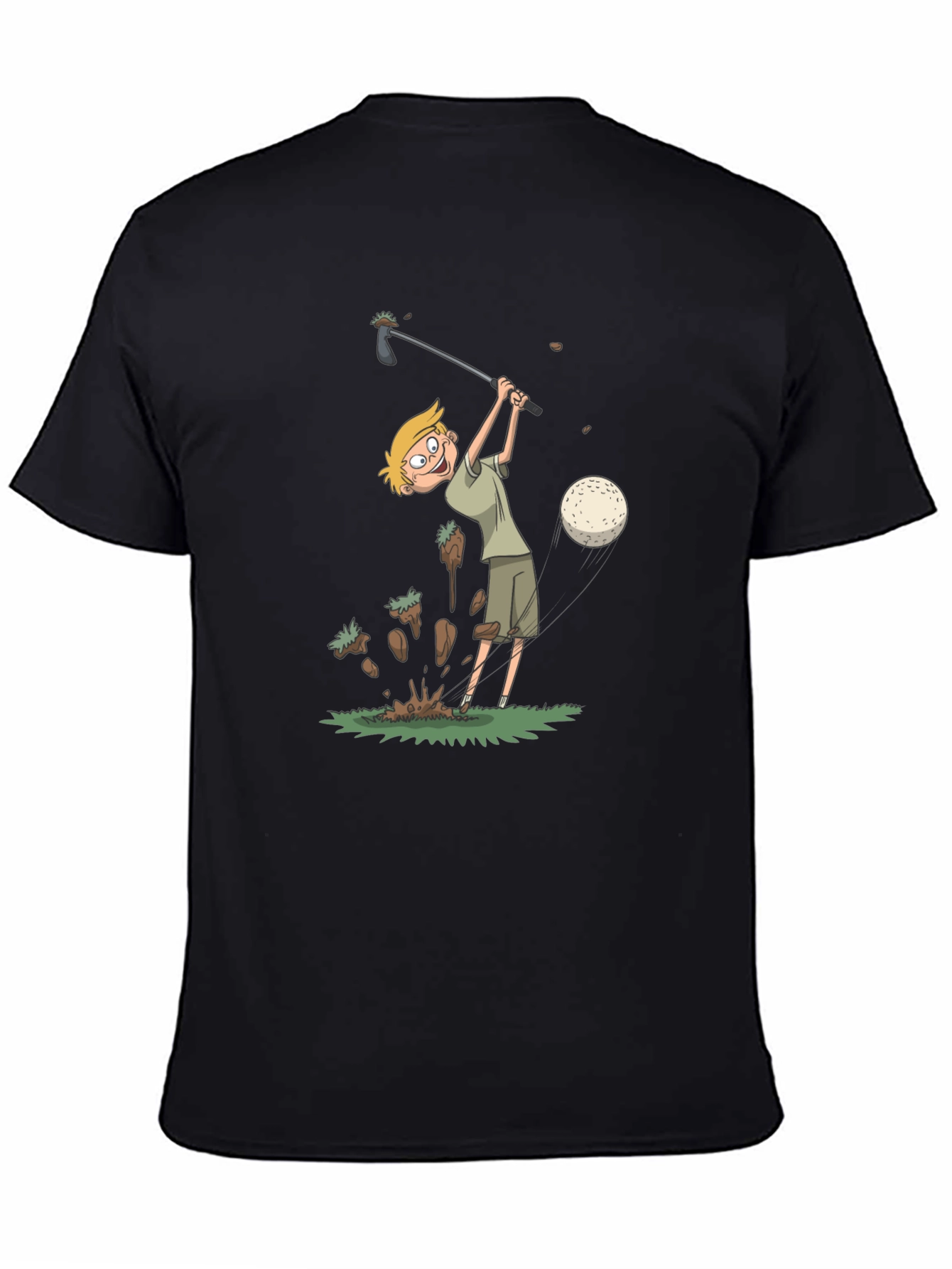Black Funny Golf Cartoon T-Shirt view 4