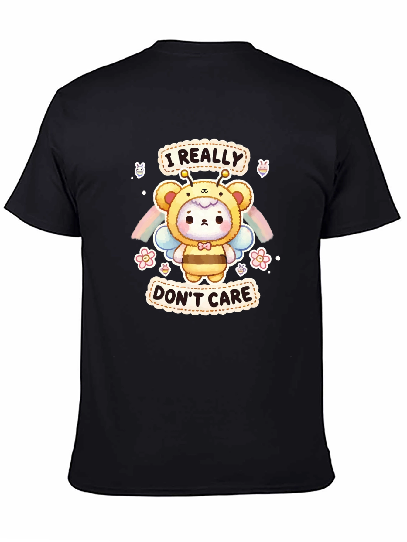 Black I Really Don't Care Bear Bee T-Shirt view 4
