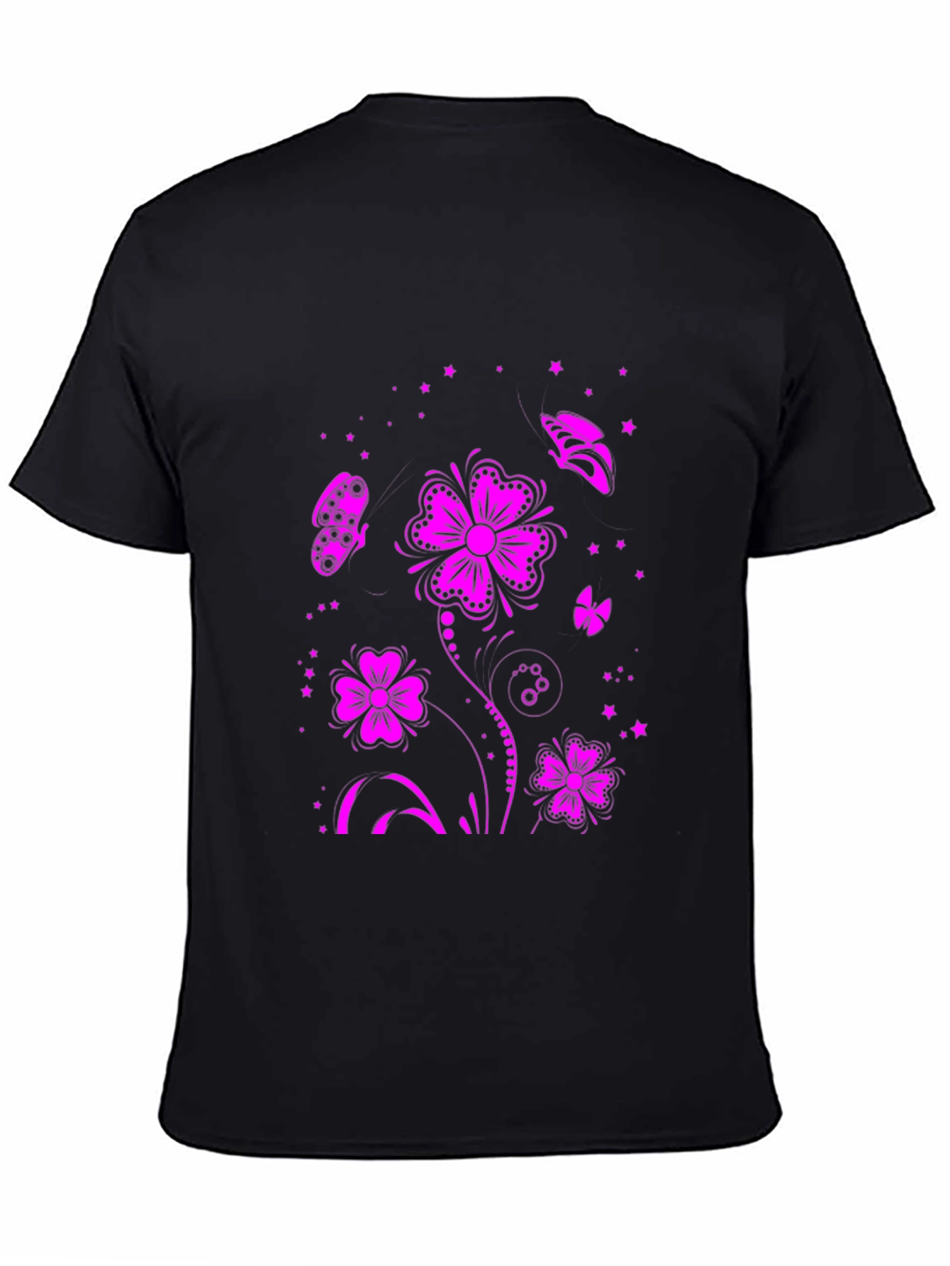 Black Floral Butterfly Graphic Tee - Black view 4