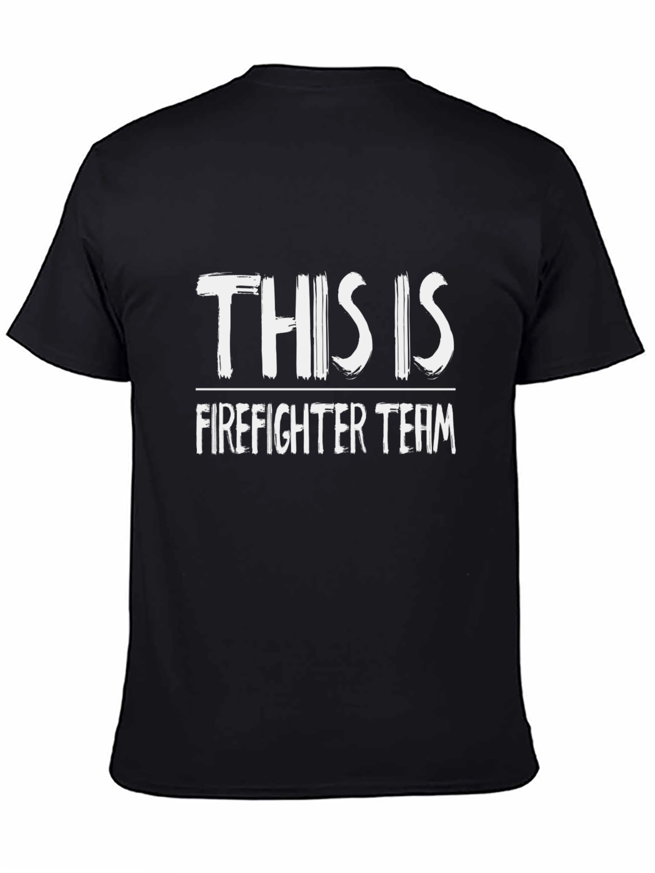 Black Firefighter Team T-Shirt - Black Crew Neck Tee view 4