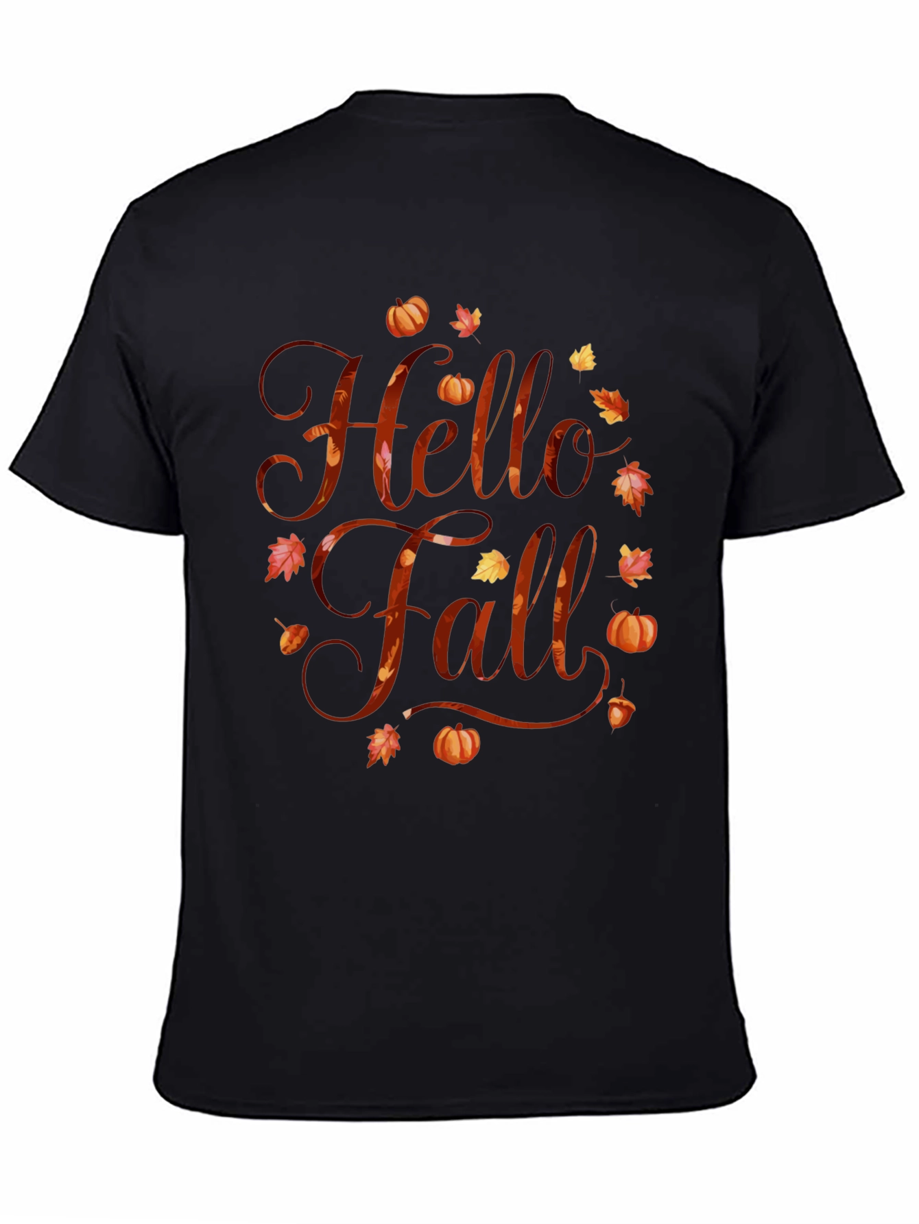 Black Hello Fall Graphic Tee - Autumn Season Shirt view 4