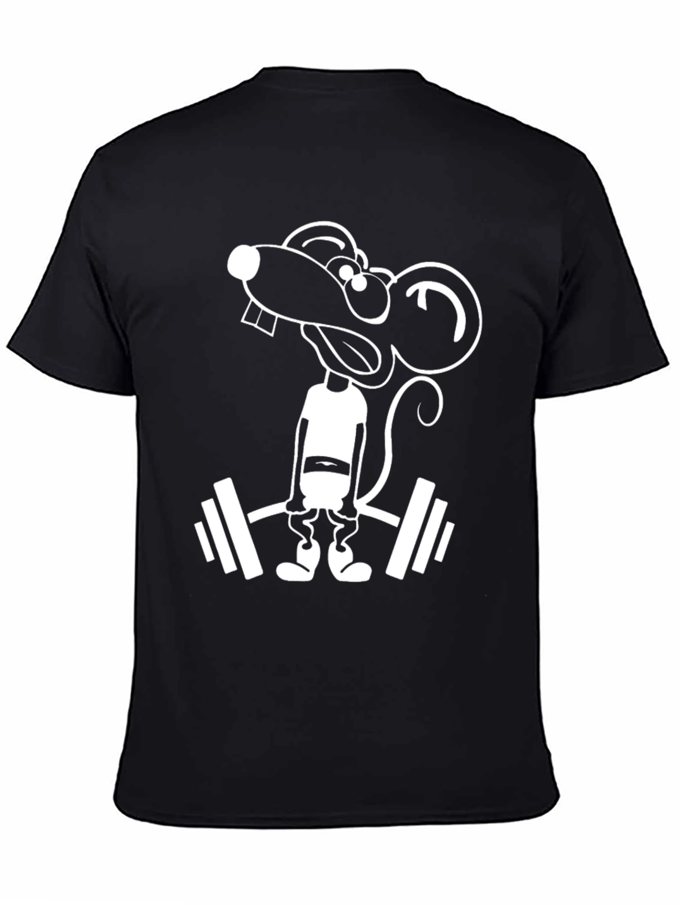 Black Funny Lifting Mouse Graphic T-Shirt view 4