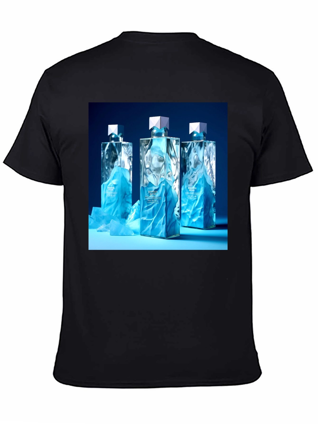 Black Modern Graphic Tee with Designer Perfume Bottles view 4