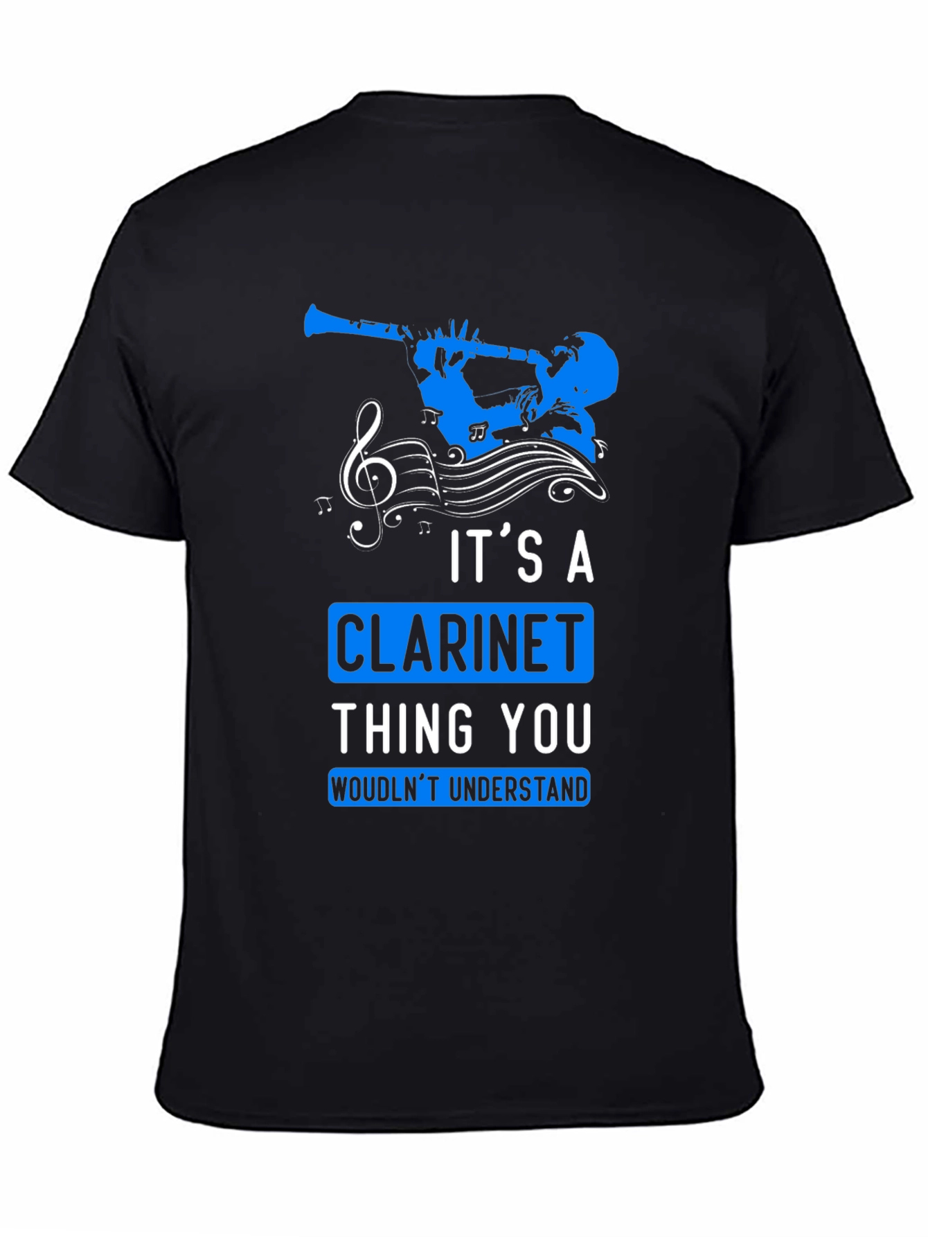 Black Clarinet Lover T-Shirt: It's a Clarinet Thing view 4