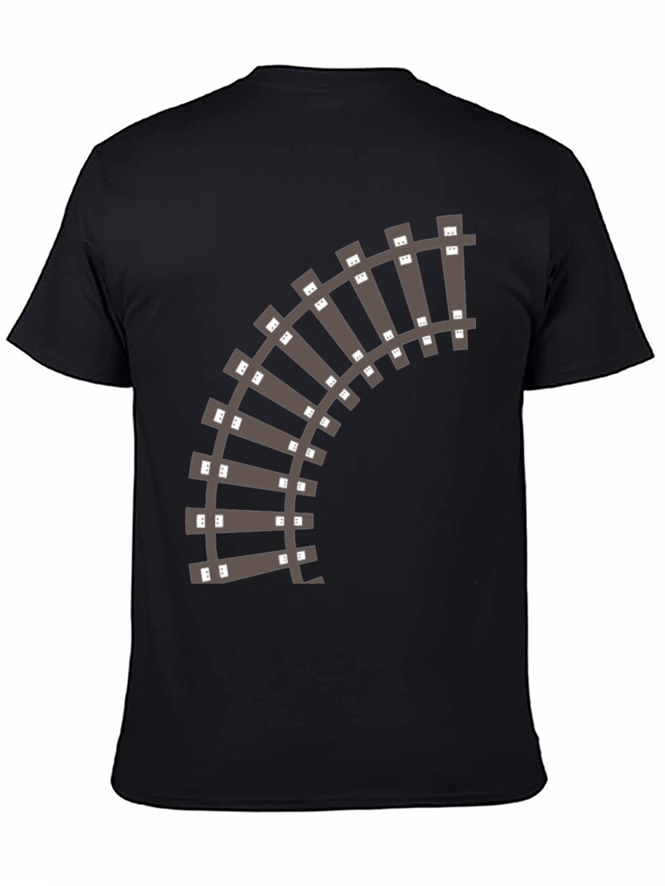 Black Railroad Track Graphic T-Shirt - Black Cotton Tee view 4